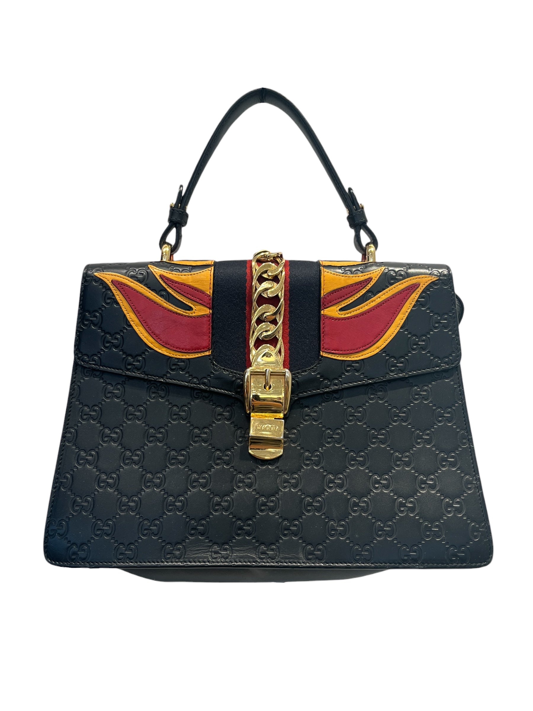 GUCCI/Tote Bag/Leather/BLK/FLAMES view 1