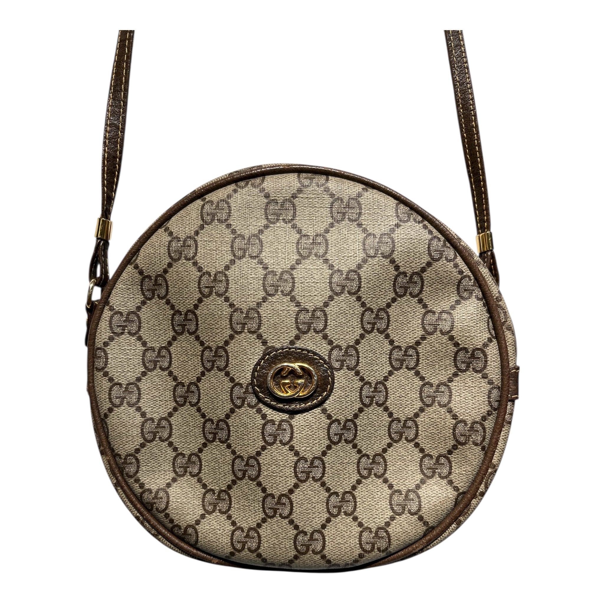 GUCCI/Cross Body Bag/Monogram/Tweed/KHK/Circle/Old Gucci view 3