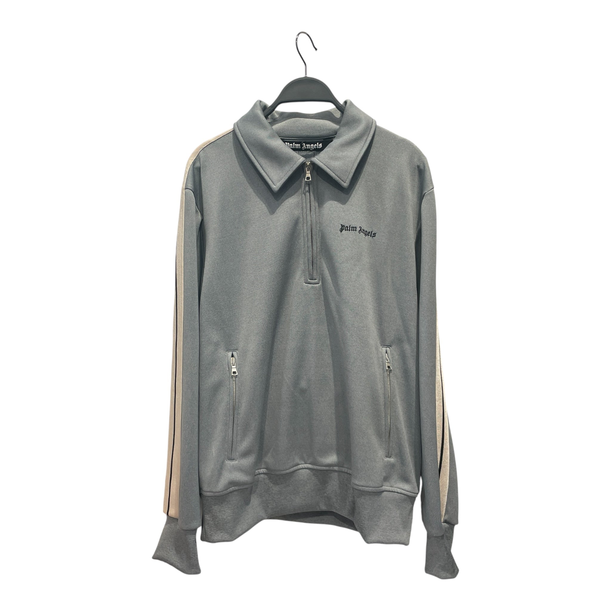 Palm Angels/Jacket/L/Polyester/GRY/Stripe/HALF ZIP UP JKT view 1