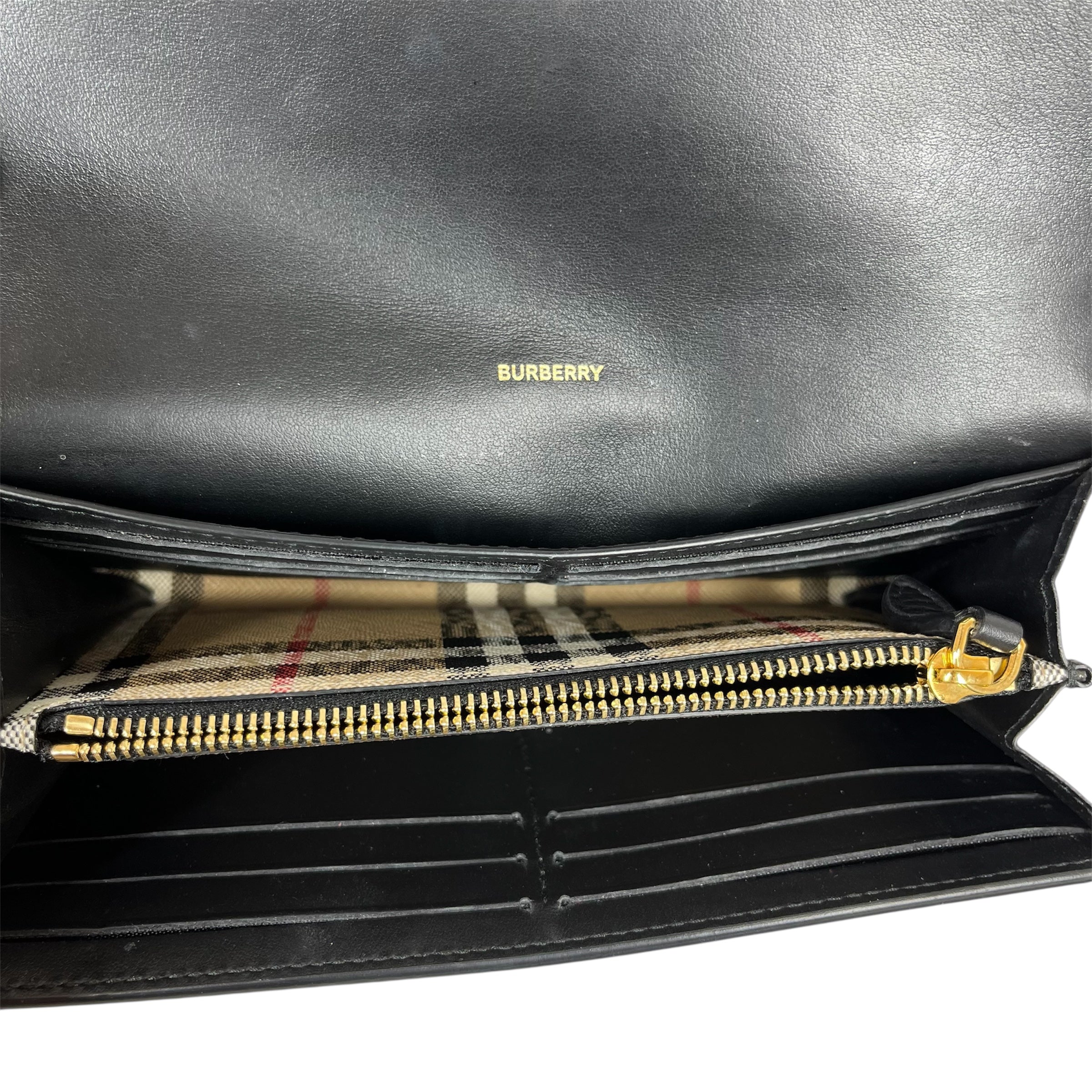 BURBERRY/Long Wallet/Plaid/Leather/BLK/Halton Check Flap Wallet view 4