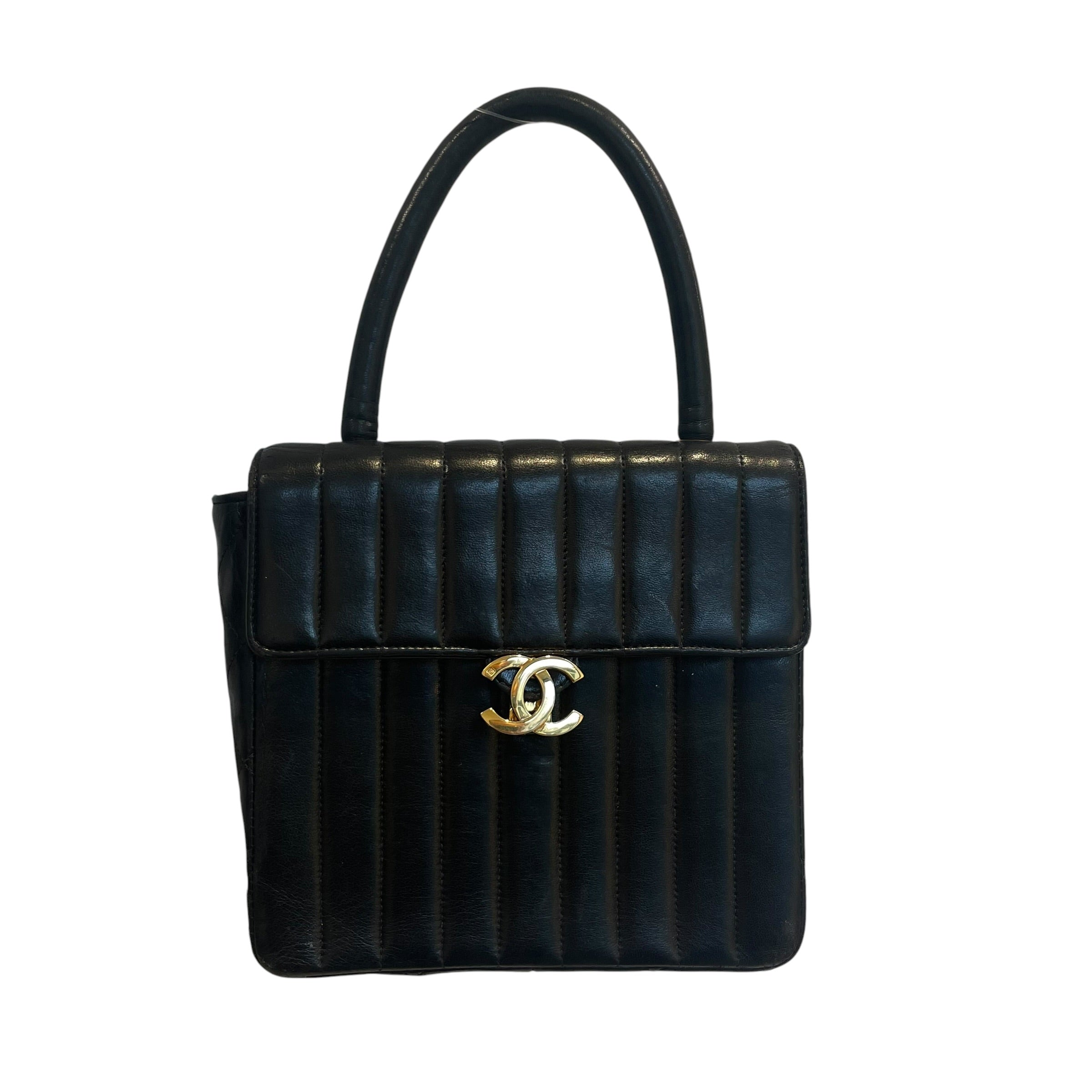 CHANEL/Hand Bag/Leather/BLK/coco handle/ gld CC view 1