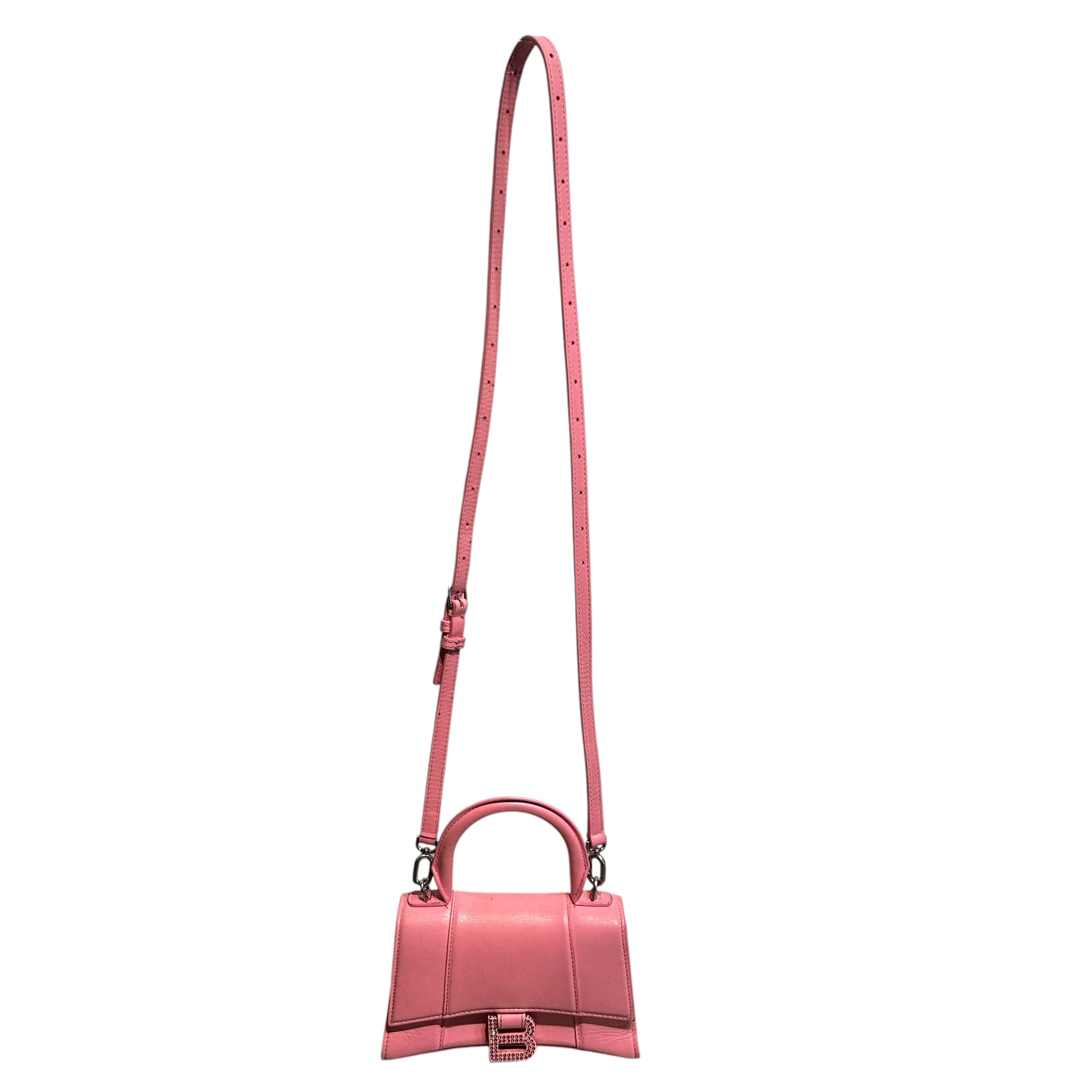 BALENCIAGA/Hand Bag/Leather/PNK/HOURGLASS RHINESTONE view 1