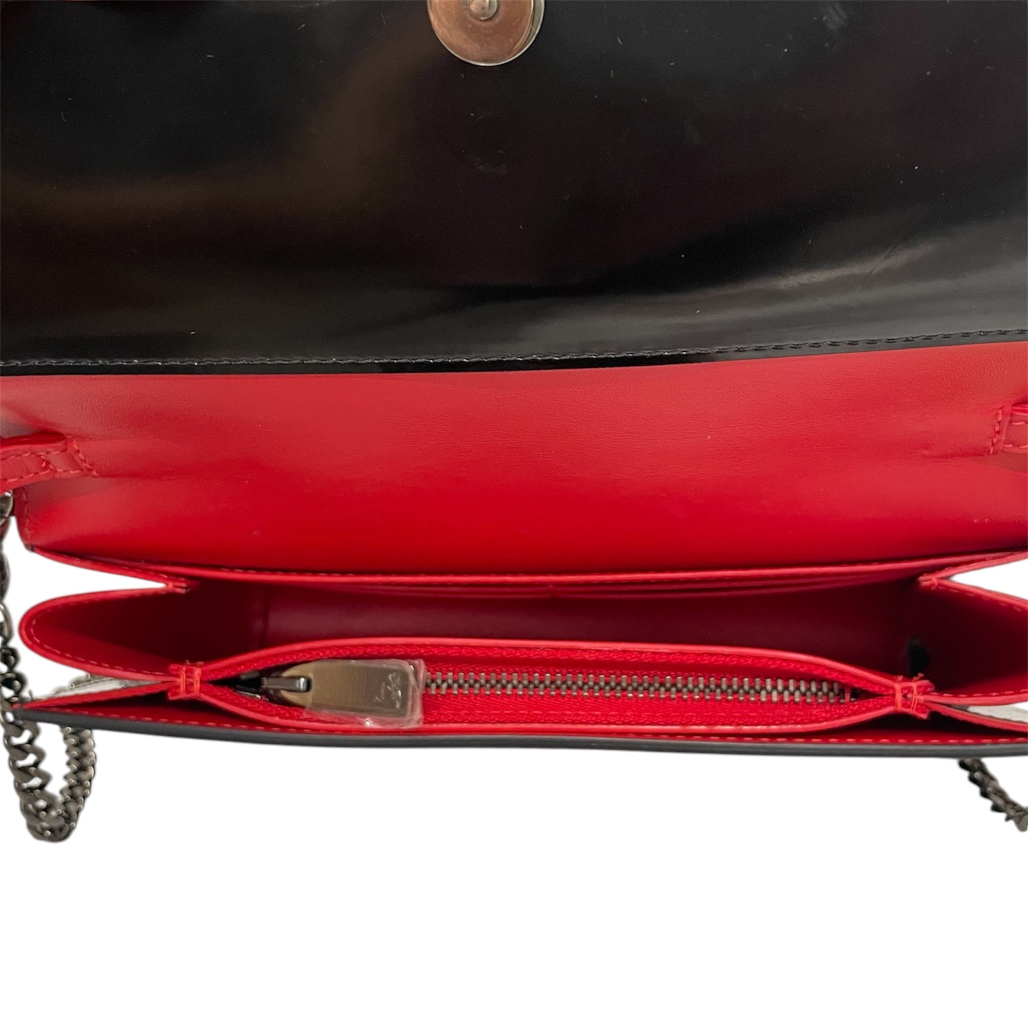 Christian Louboutin/Cross Body Bag/Leather/BLK/CHAIN STRAP/RED LINED view 5