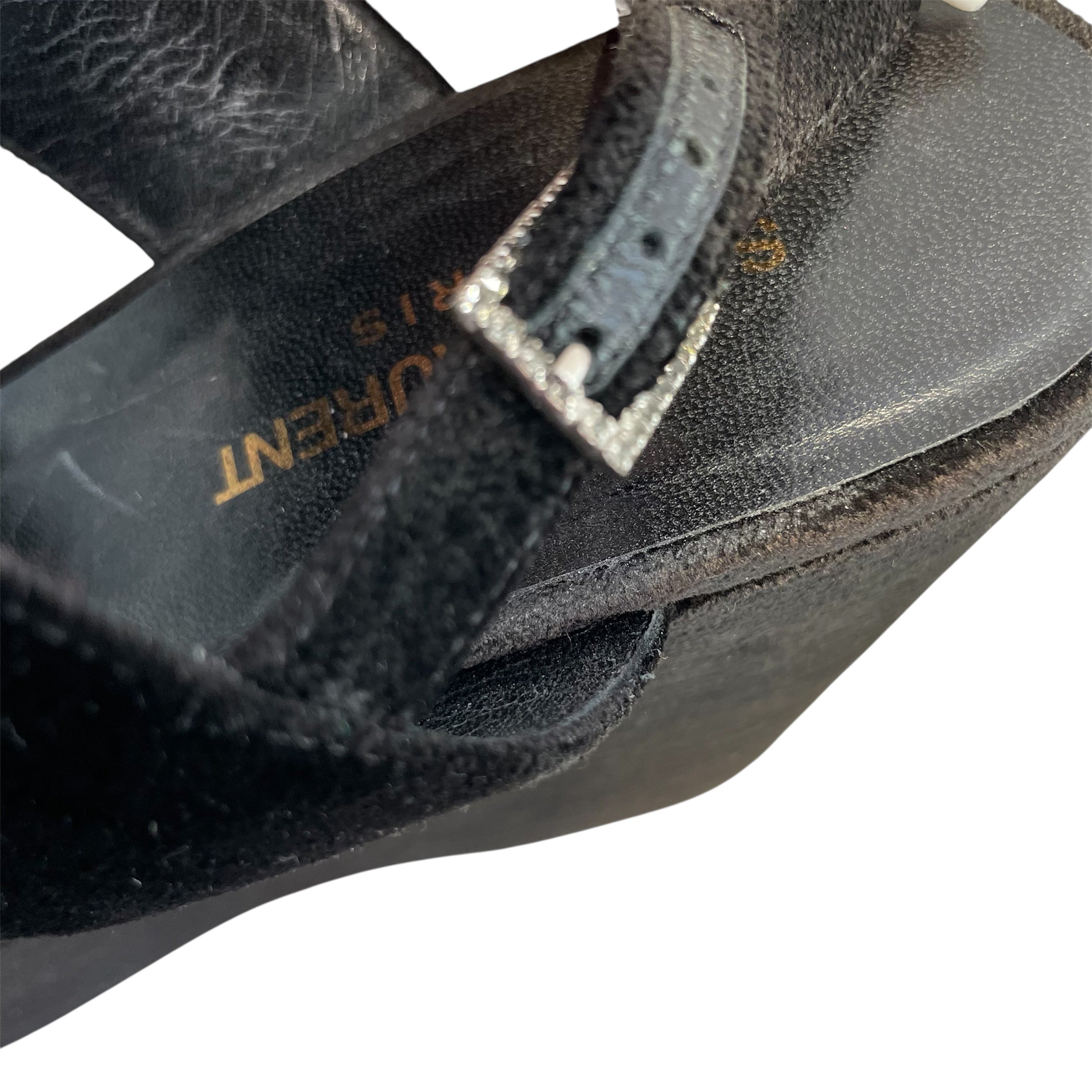 SAINT LAURENT/Heels/EU 39/Suede/BLK/BIG HEEL SUEDE view 5
