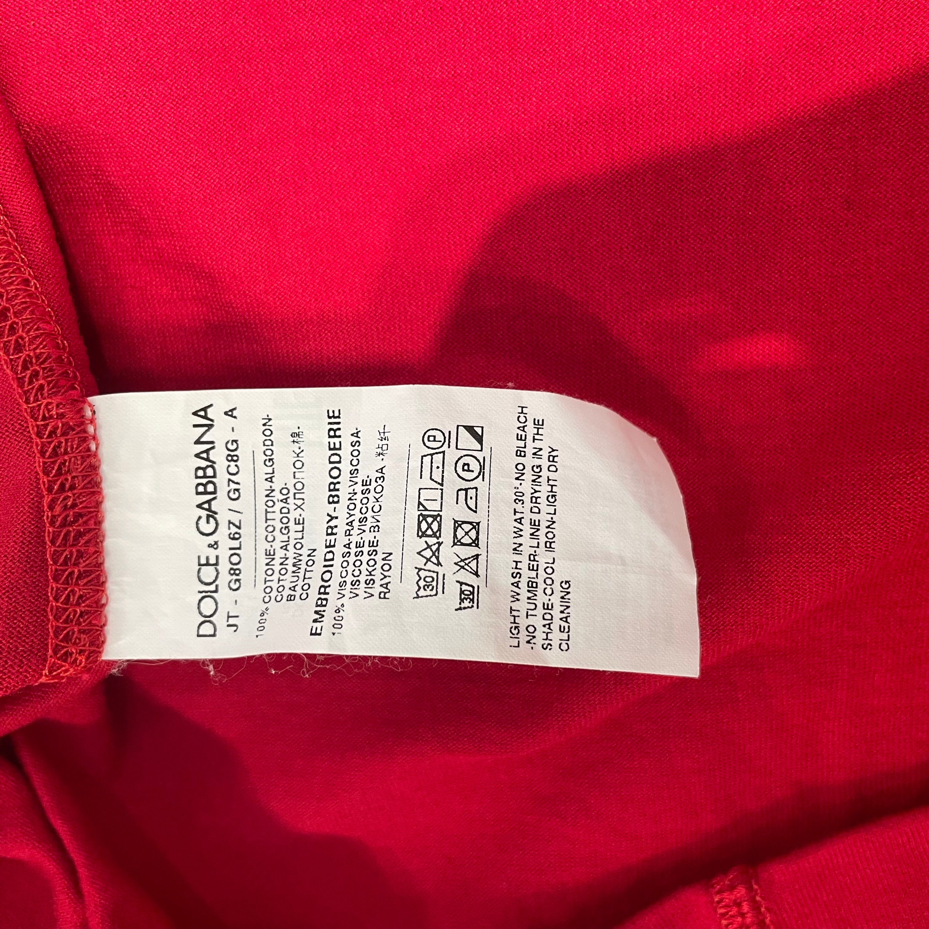 DOLCE&GABBANA/T-Shirt/54/Cotton/RED/Dolce&Gabana DG Patch shirt view 4