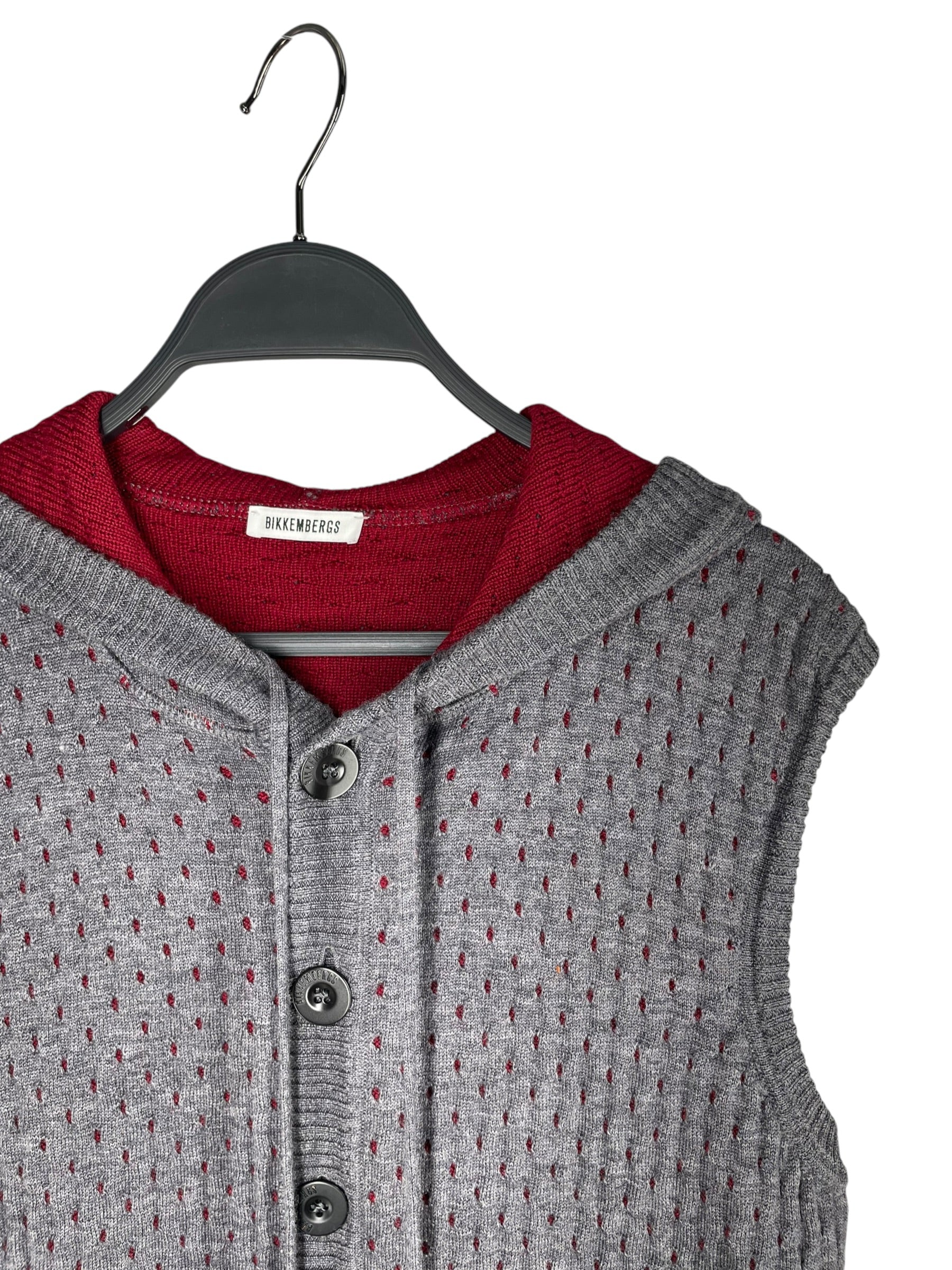 BIKKEMBERGS/Knitted Vest/OS/Wool/GRY/PERFERATED HOODED VEST view 3