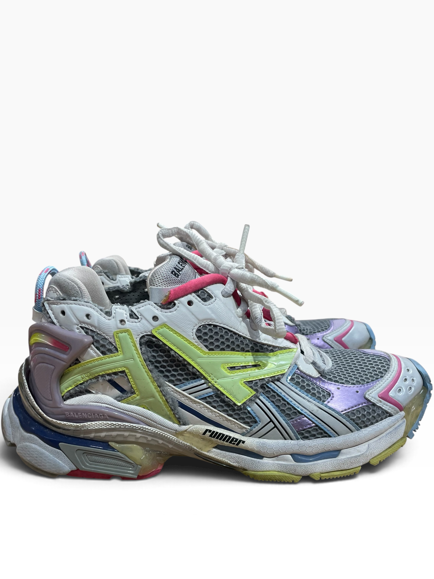 BALENCIAGA/Low-Sneakers/EU 42/Leather/WHT/rainbow runners view 3