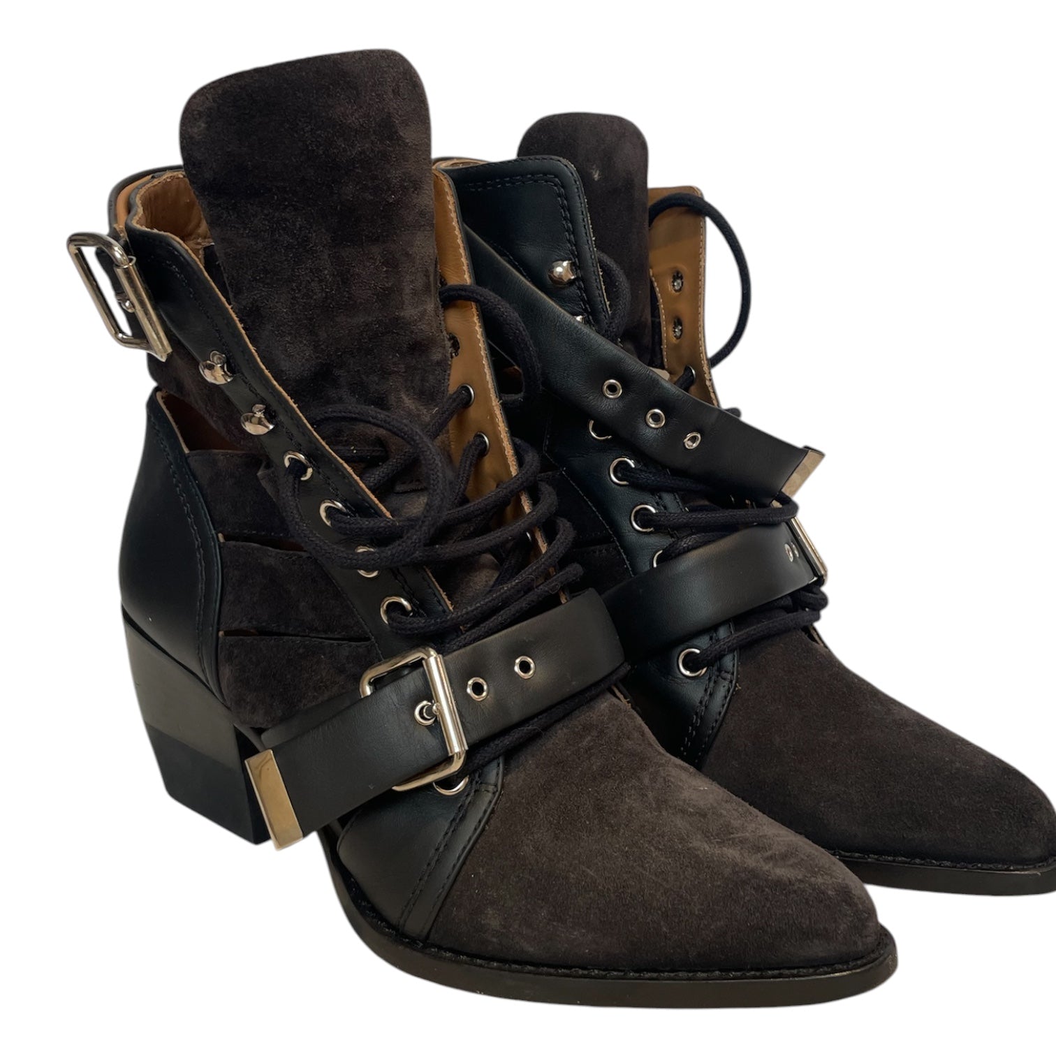 Chloe/Heels/US 6.5/Leather/BLK/DOUBLE BUCKLE,LACES,SLVCLASP view 1