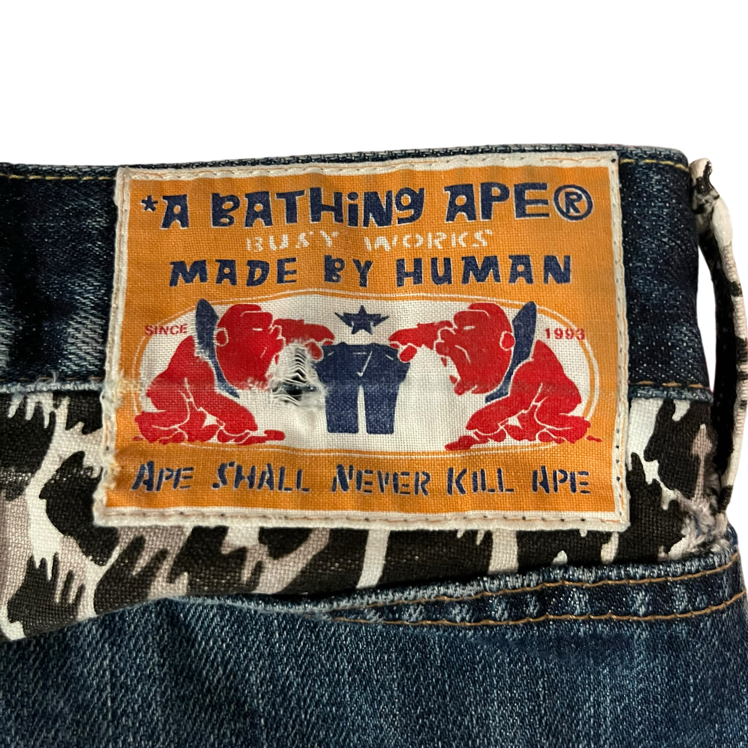 A BATHING APE/Straight Pants/M/Denim/BLU/2000s leopard view 3