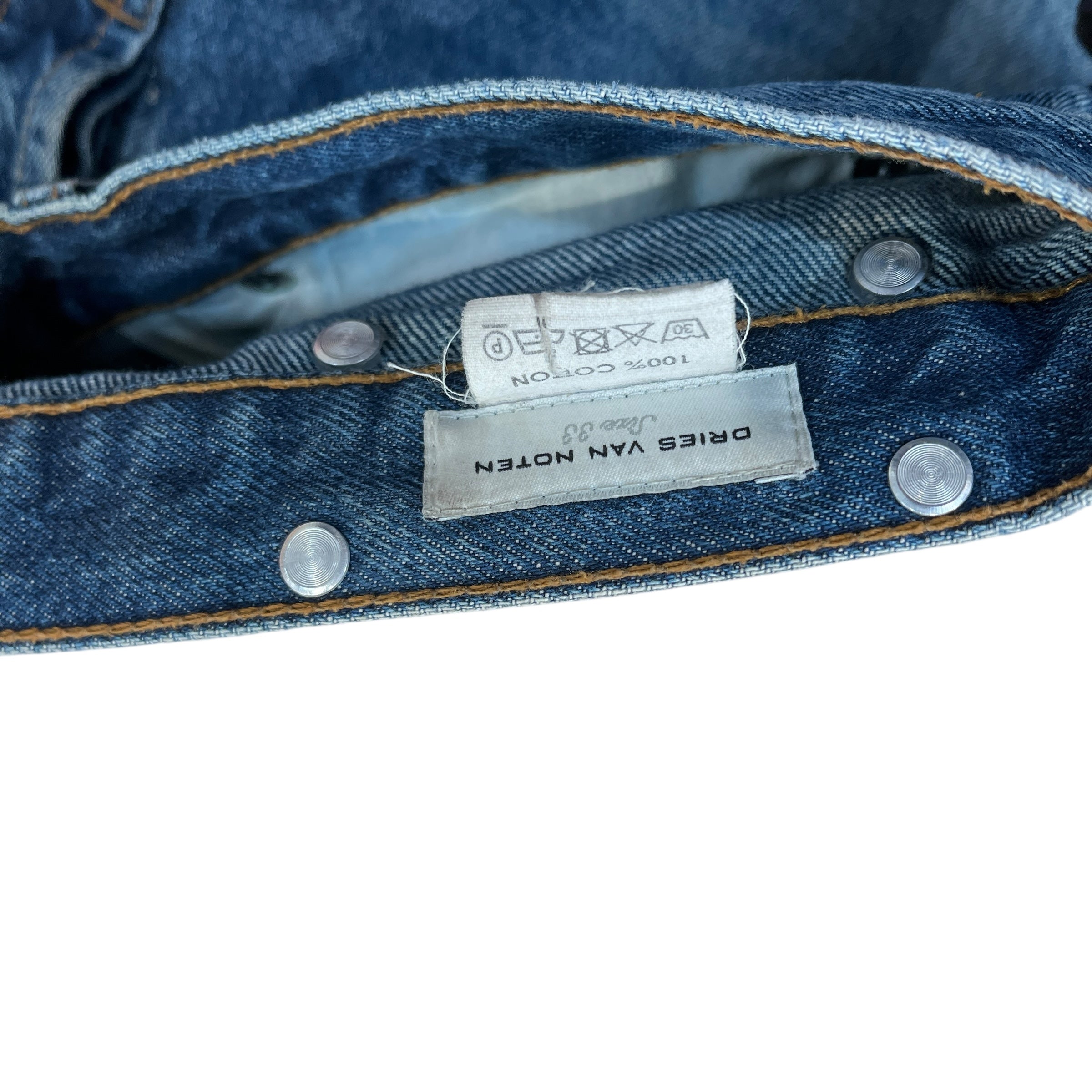 DRIES VAN NOTEN/Skinny Pants/36/Denim/BLU/BLACK SPOT LEFT LEG view 3