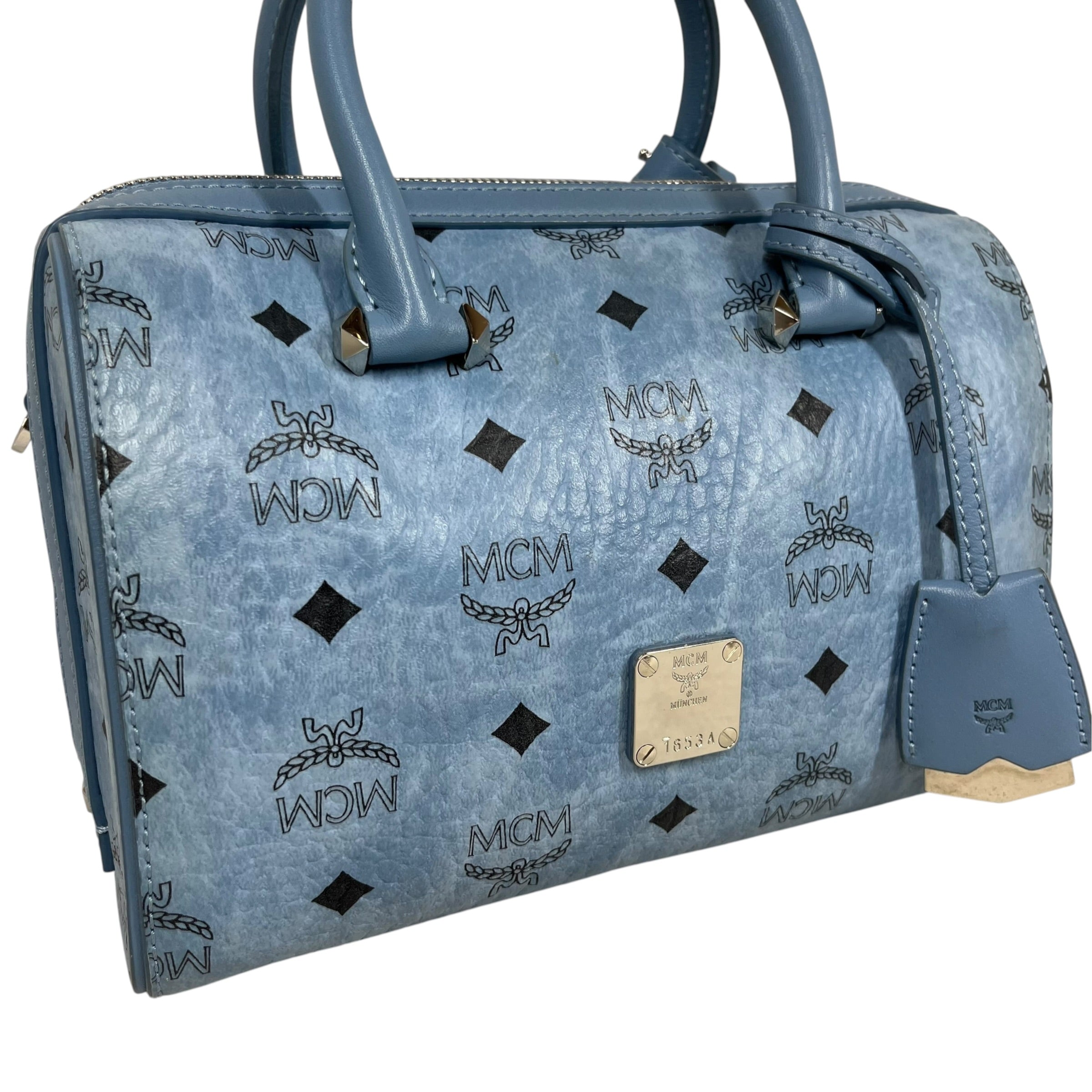 MCM/Hand Bag/Monogram/Leather/BLU/MINI AREN BOSTON BAG view 6