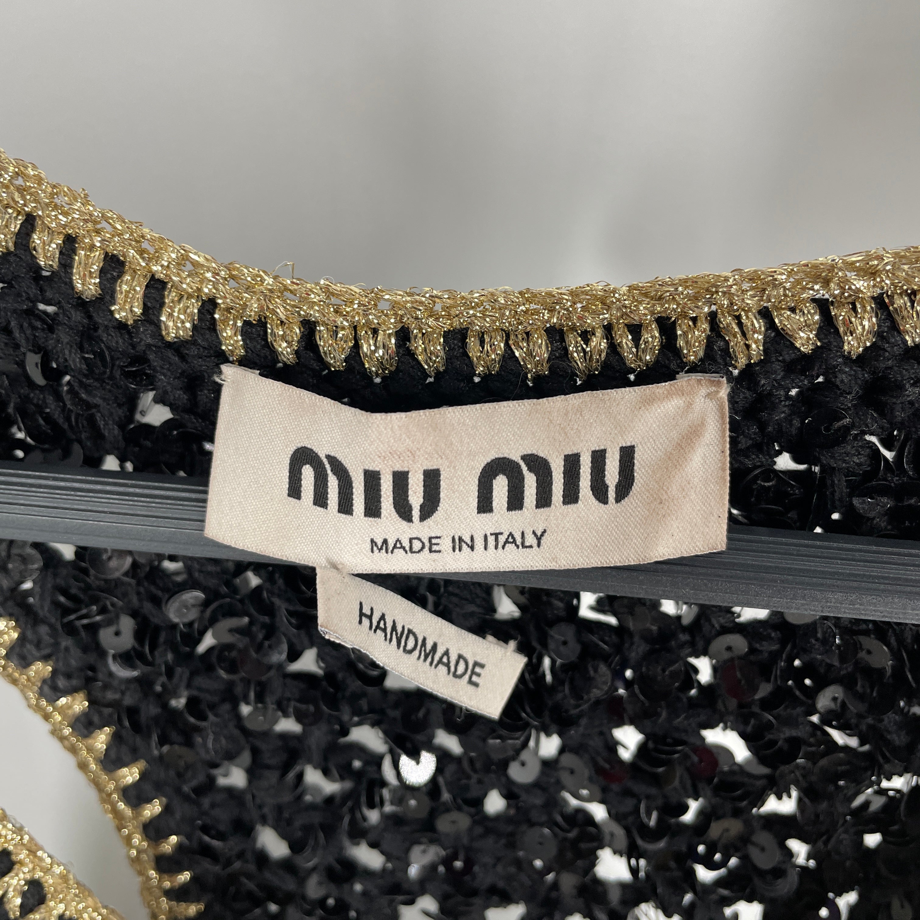 MIU MIU/SL Dress/2/Cotton/BLK/handmade knitted sequin dress view 3