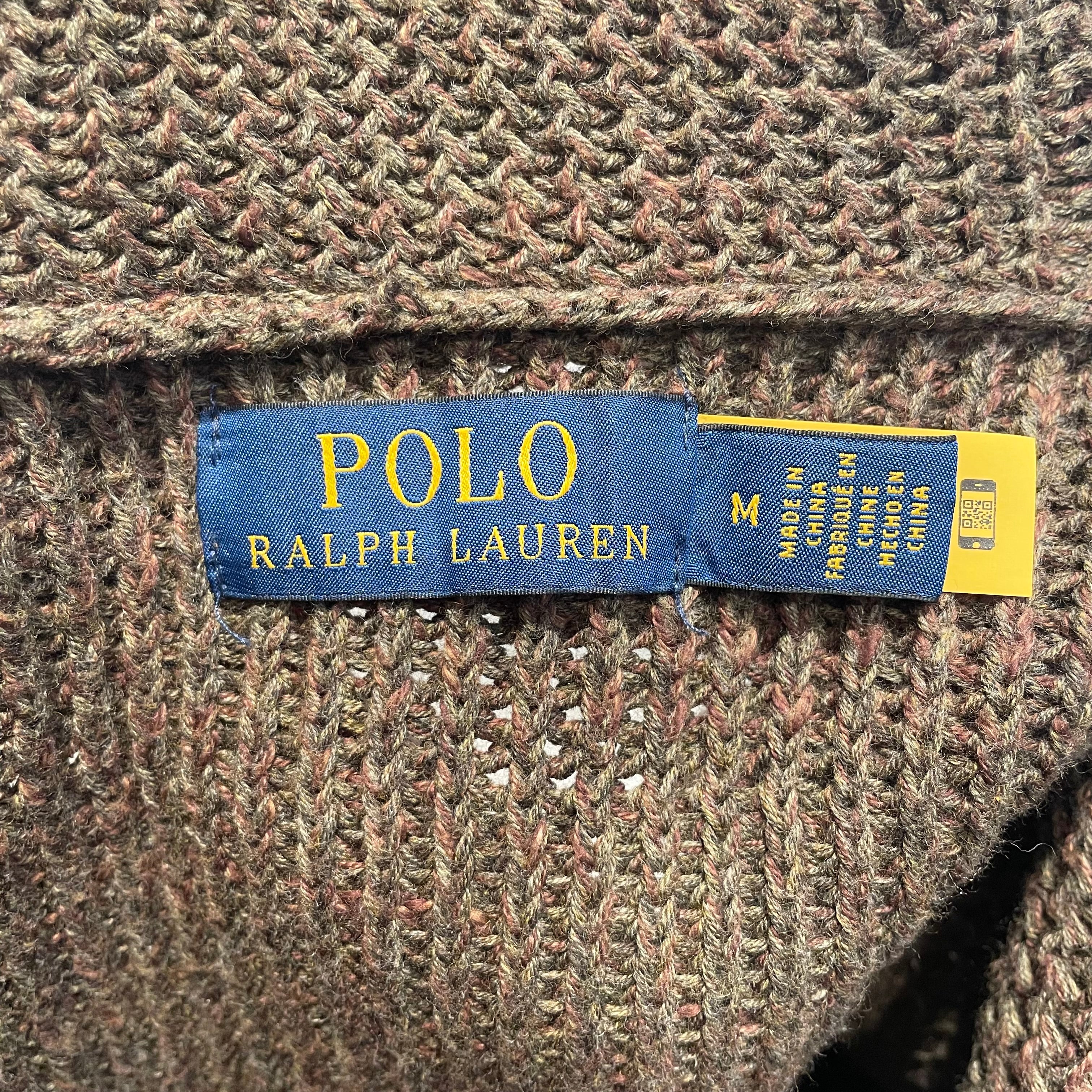 POLO RALPH LAUREN/Cardigan/M/Cotton/BRW/Polo Sportsman Patch view 3