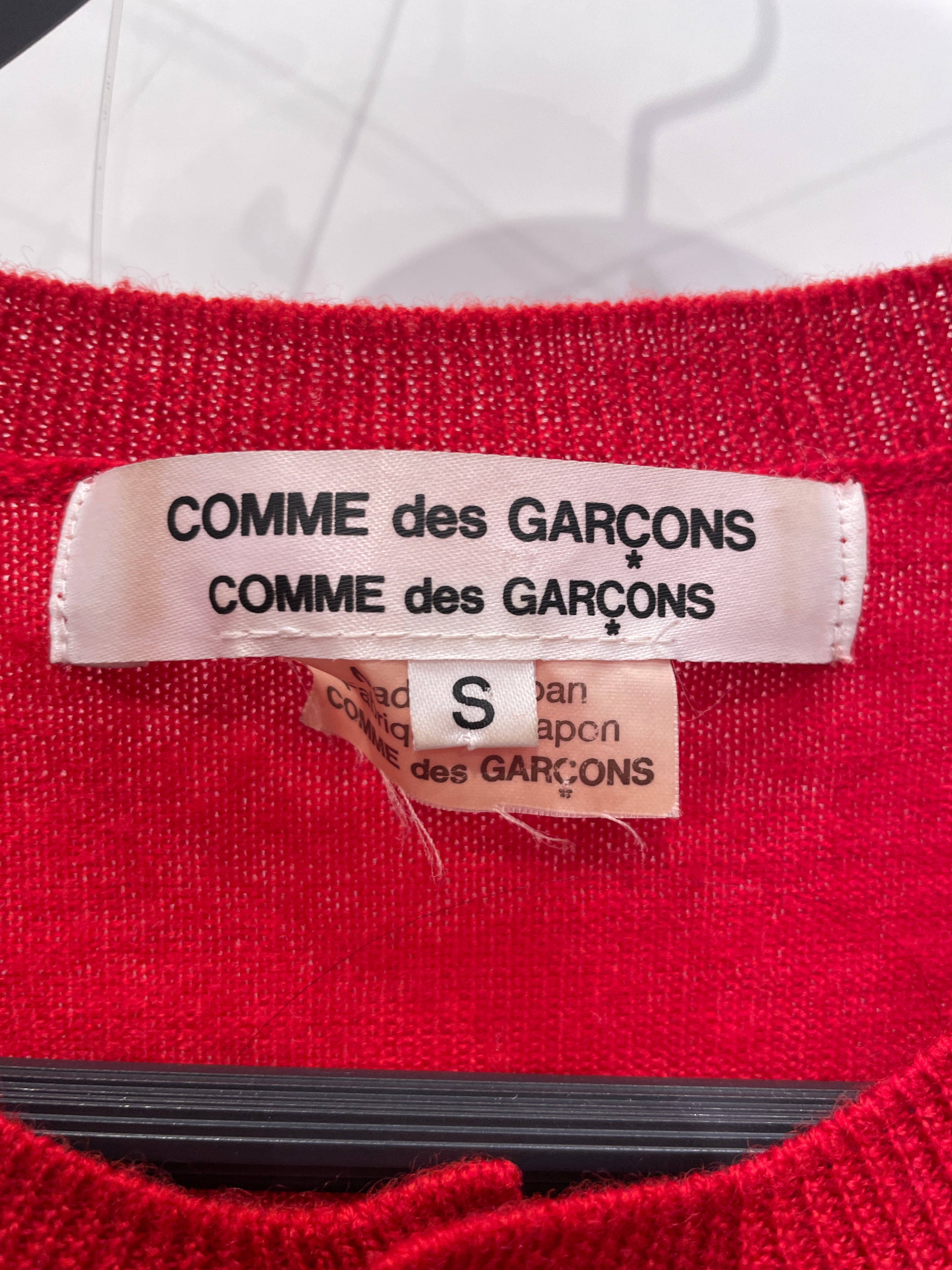 COMME des GARCONS/LS T-Shirt/S/Wool/RED/BUTTON UP CARDIGAN view 3