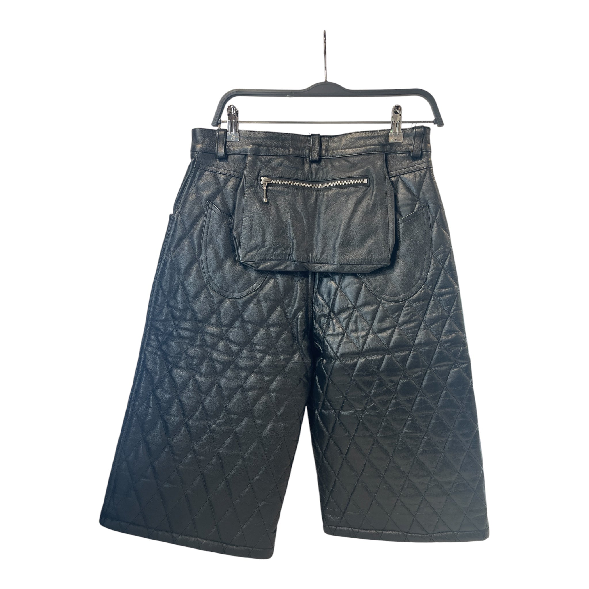 Youth in Balaclava/Shorts/32/Leather/BLK/All Over Print/DIAMOND QUILTED view 2