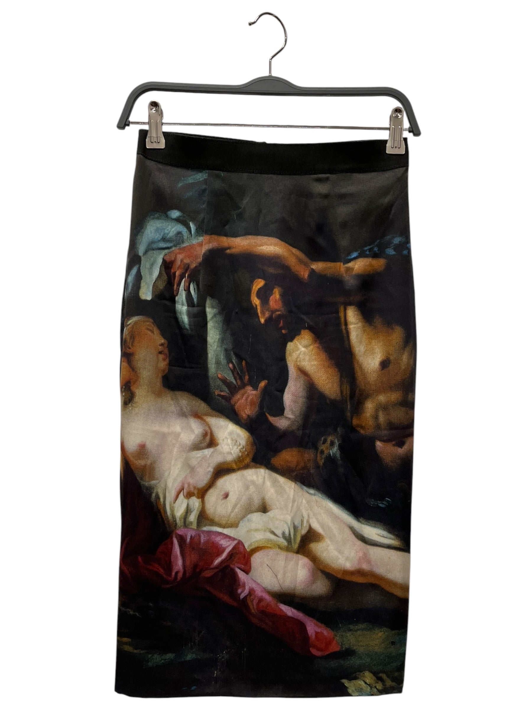 DOLCE&GABBANA/Long Skirt/40/All Over Print/Nylon/BLK/Midi Length/PAINTING SIO812/TSAAC view 1