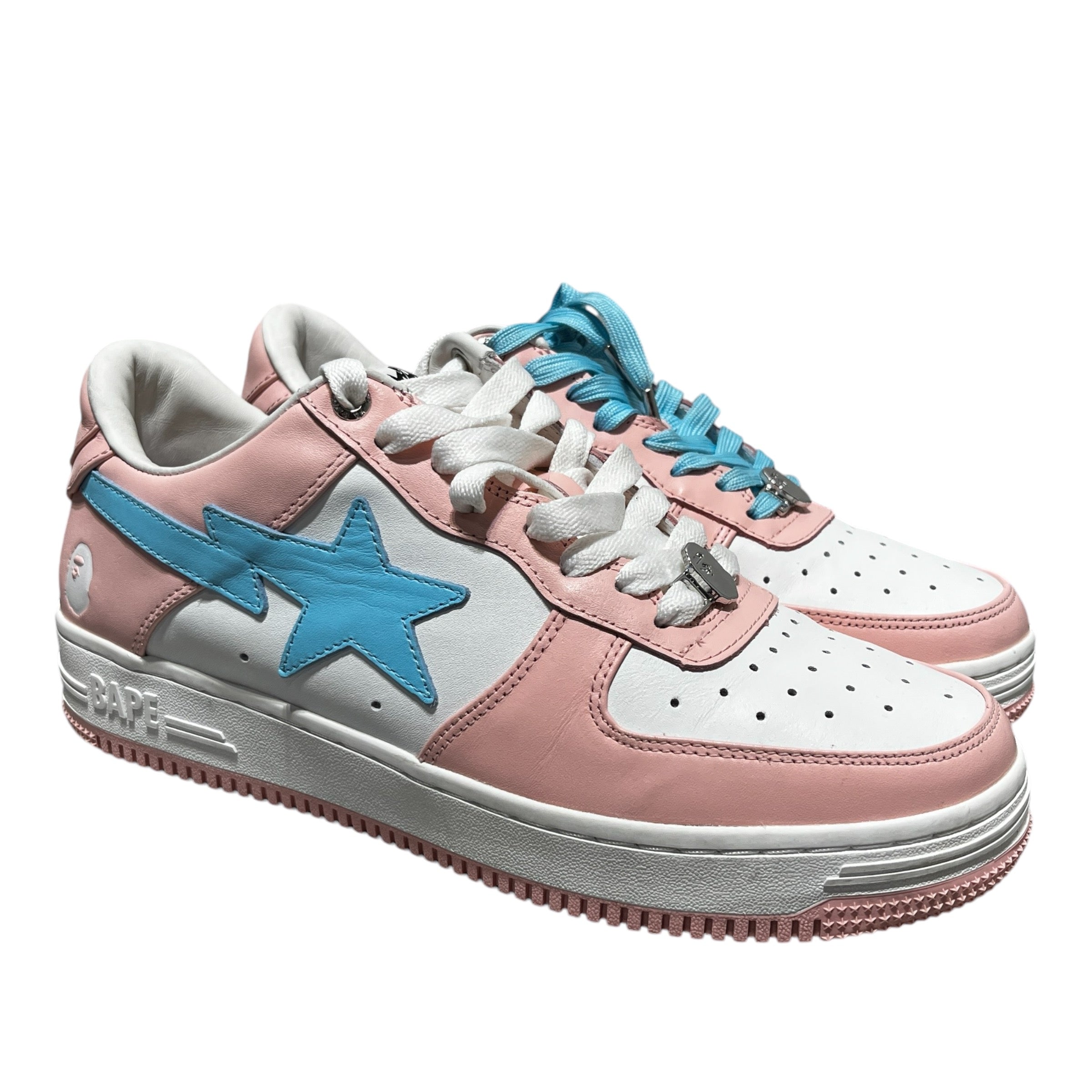 BAPE STA!/Low-Sneakers/US 9/Leather/PNK/PASTEL PINK/BLUE view 1