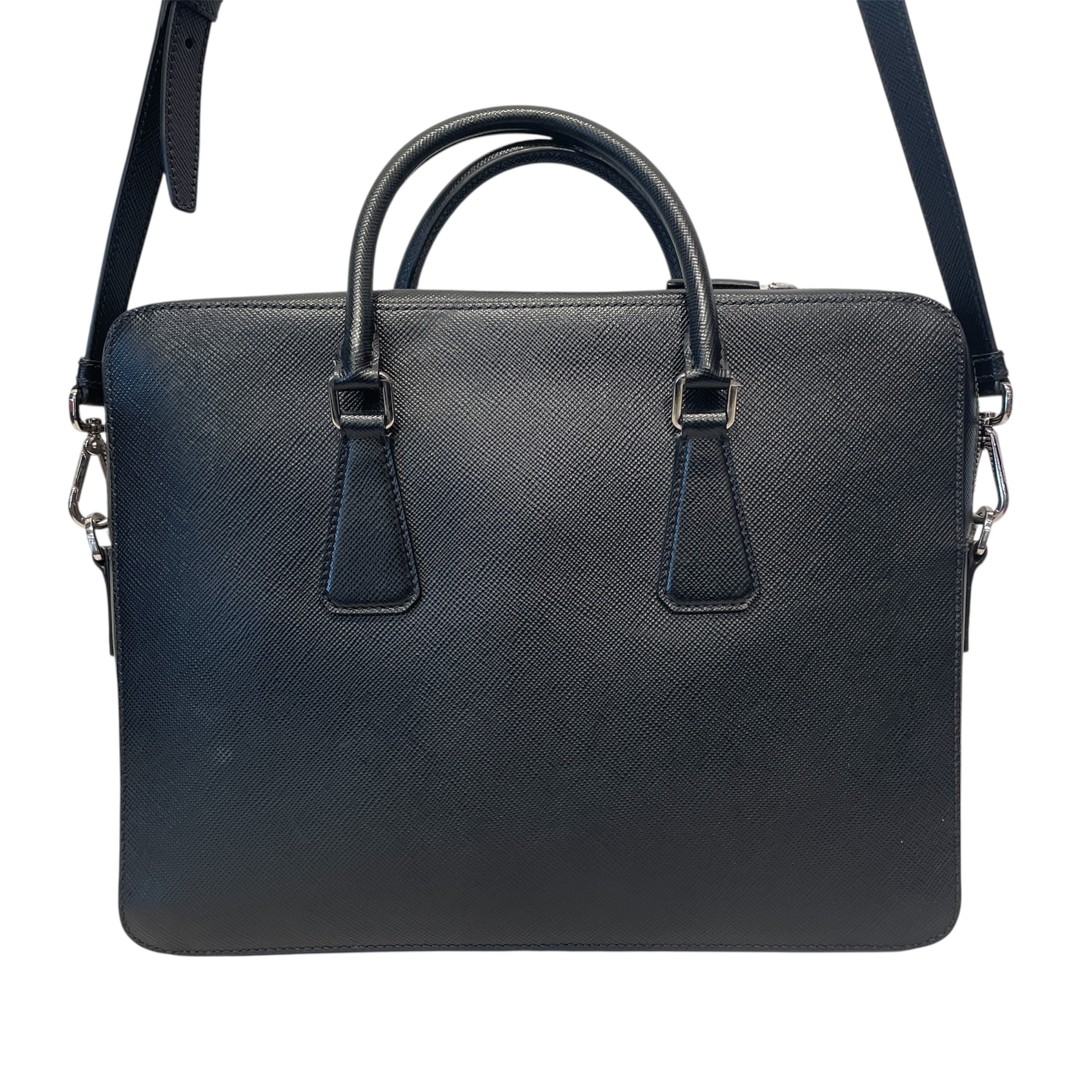 PRADA/Briefcase/Leather/BLK/Saffiano Triangle Briefcase view 4