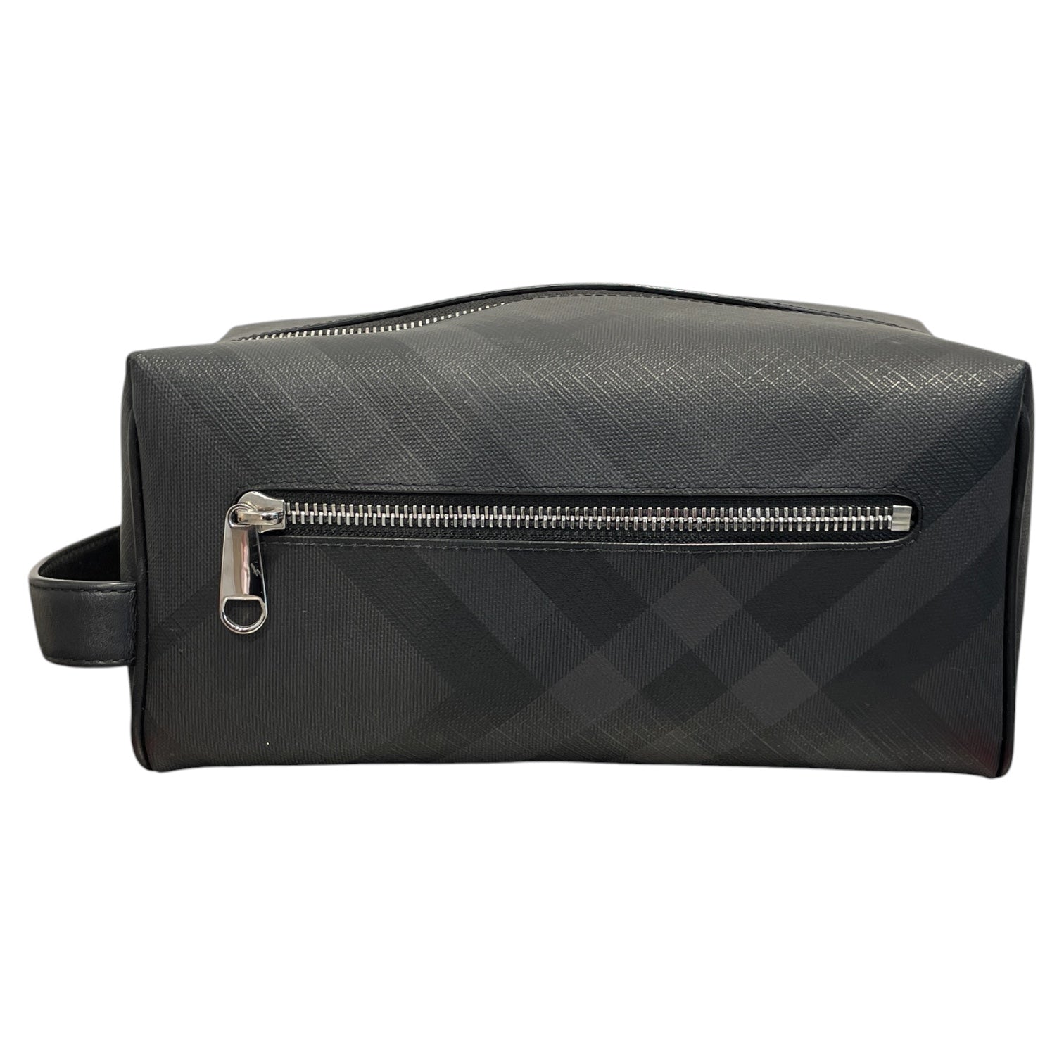 BURBERRY/Pouch/Plaid/Leather/BLK/charcoal black toiletry pouch view 2