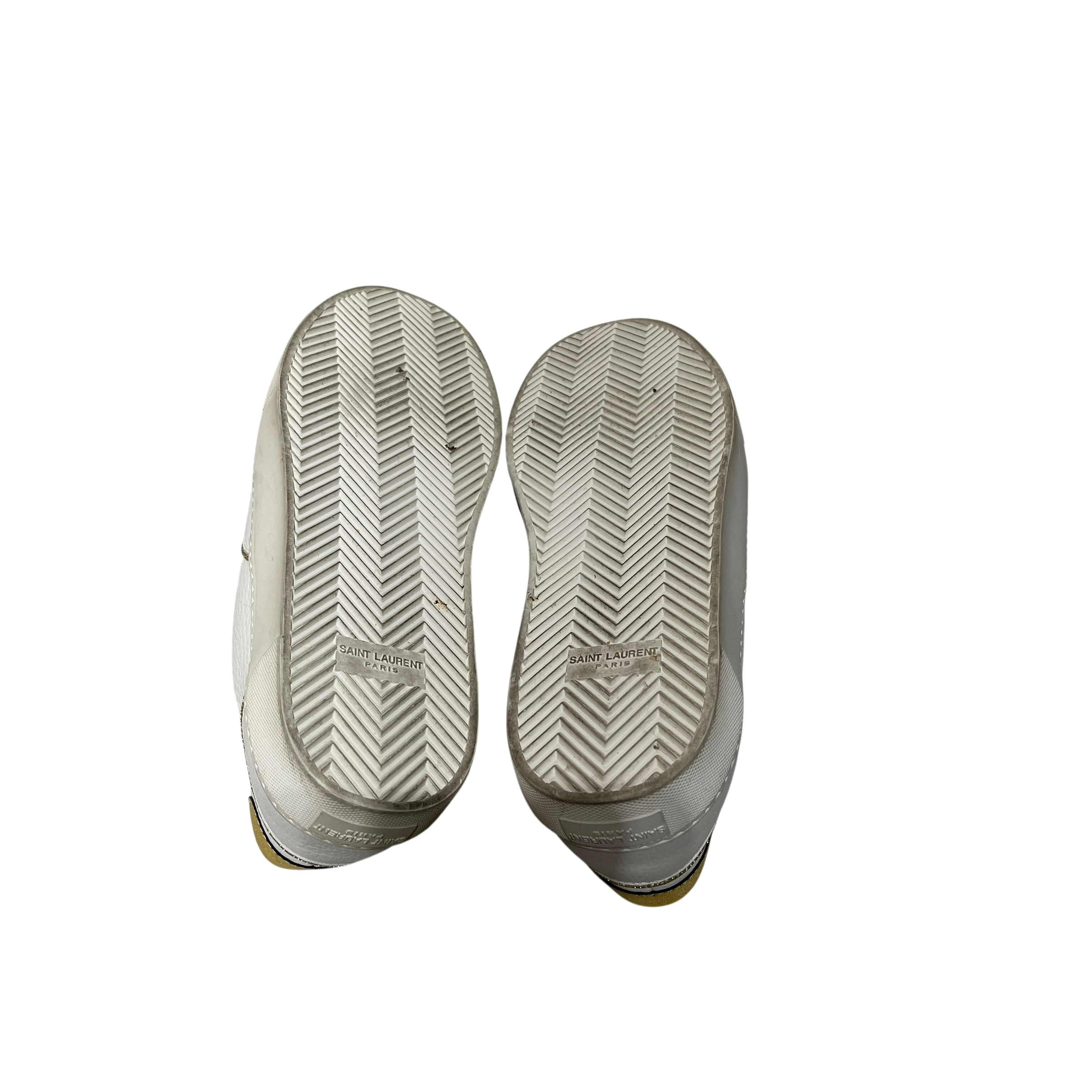SAINT LAURENT/Low-Sneakers/US 12/Leather/WHT/Gold Glitter Laces view 3