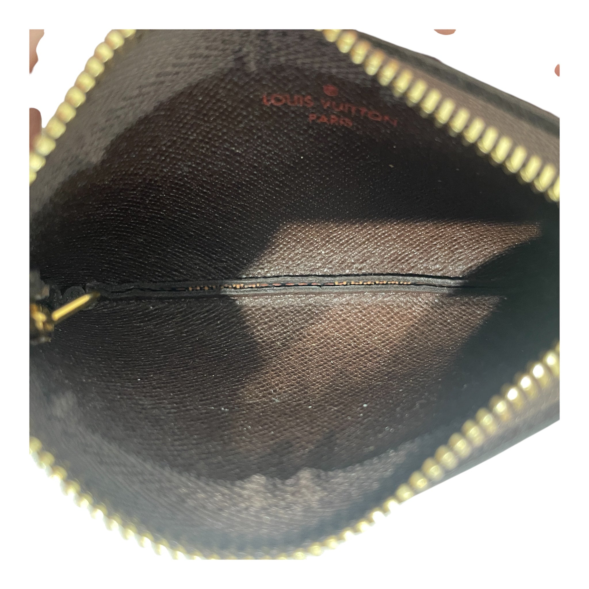 LOUIS VUITTON/Pouch/Leather/BRW/damier ebene key view 3