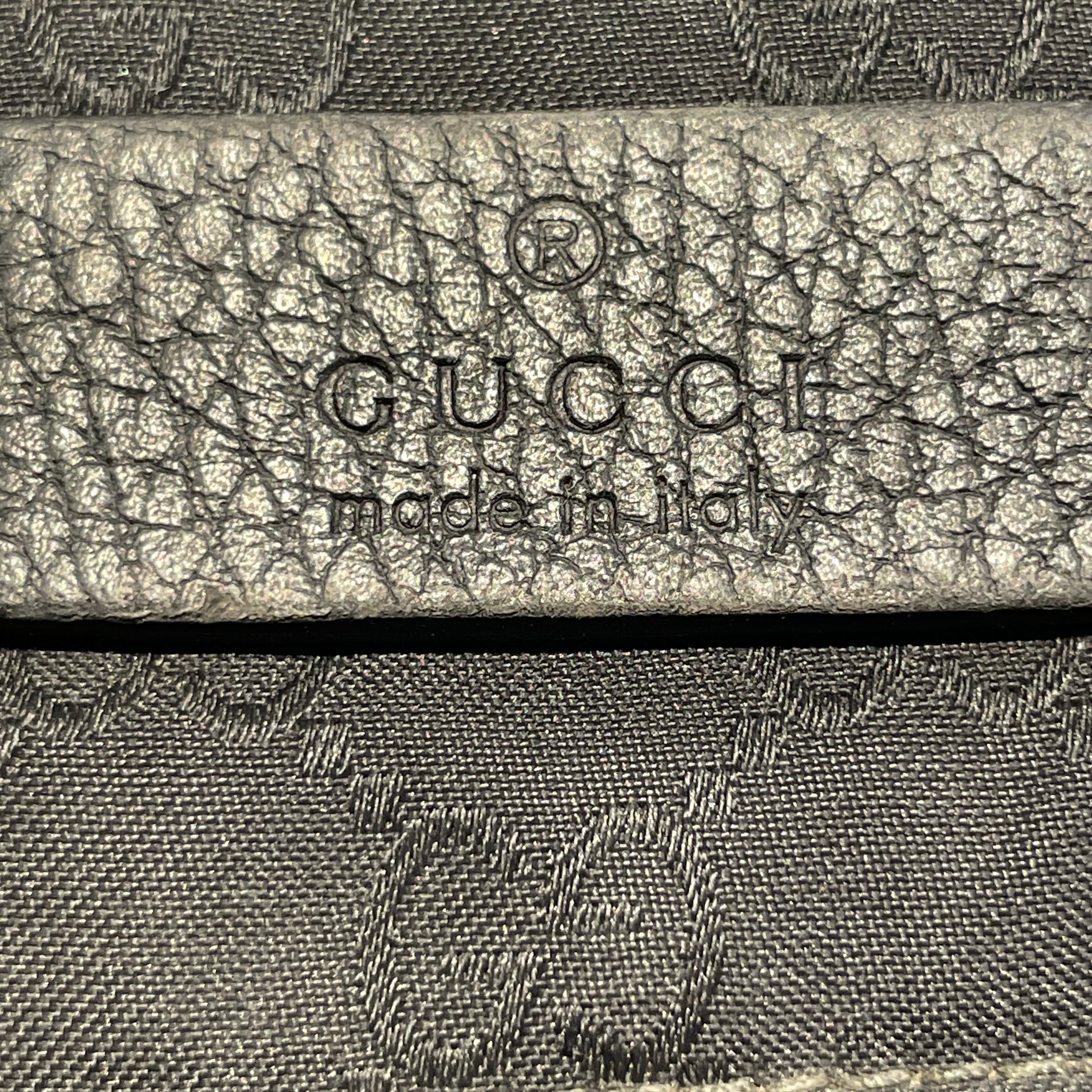 GUCCI/Cross Body Bag/Monogram/Nylon/BLK/messenger bag/gry ljne strap view 5