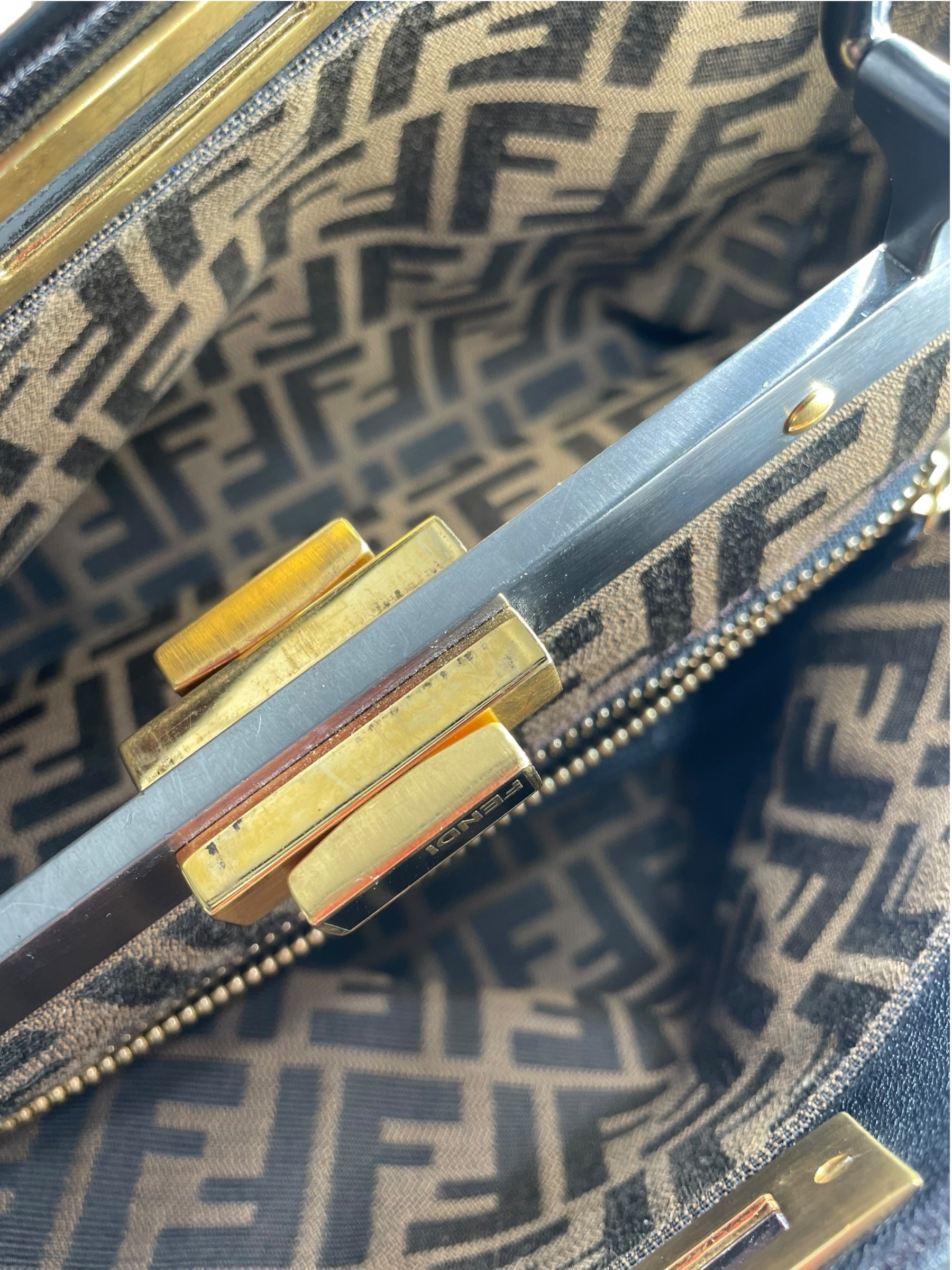 FENDI/Hand Bag/Leather/BLK/PEAKABOO MONOGRAM LINED view 4