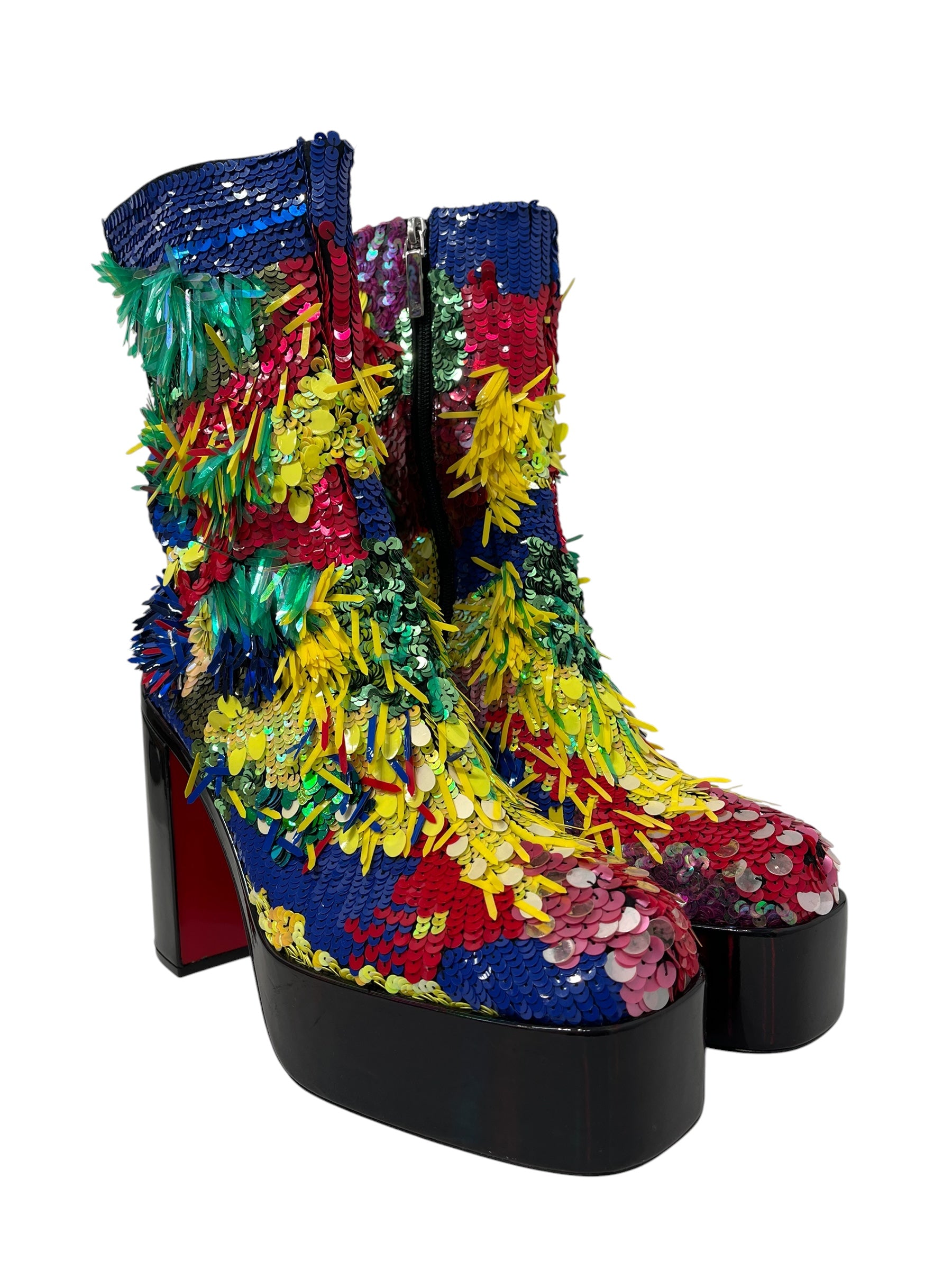 Christian Louboutin/Boots/EU 46/MLT/Side Zip/SEQUIN PLATFORM HEEL view 2