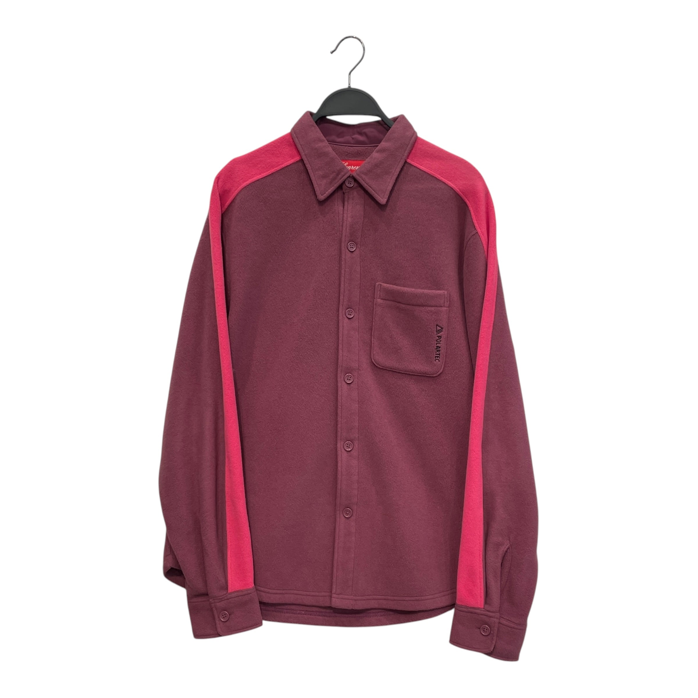 Supreme/LS T-Shirt/S/Polyester/PPL/Stripe/BUTTON UP FLEECE LONGSLEEVE view 1