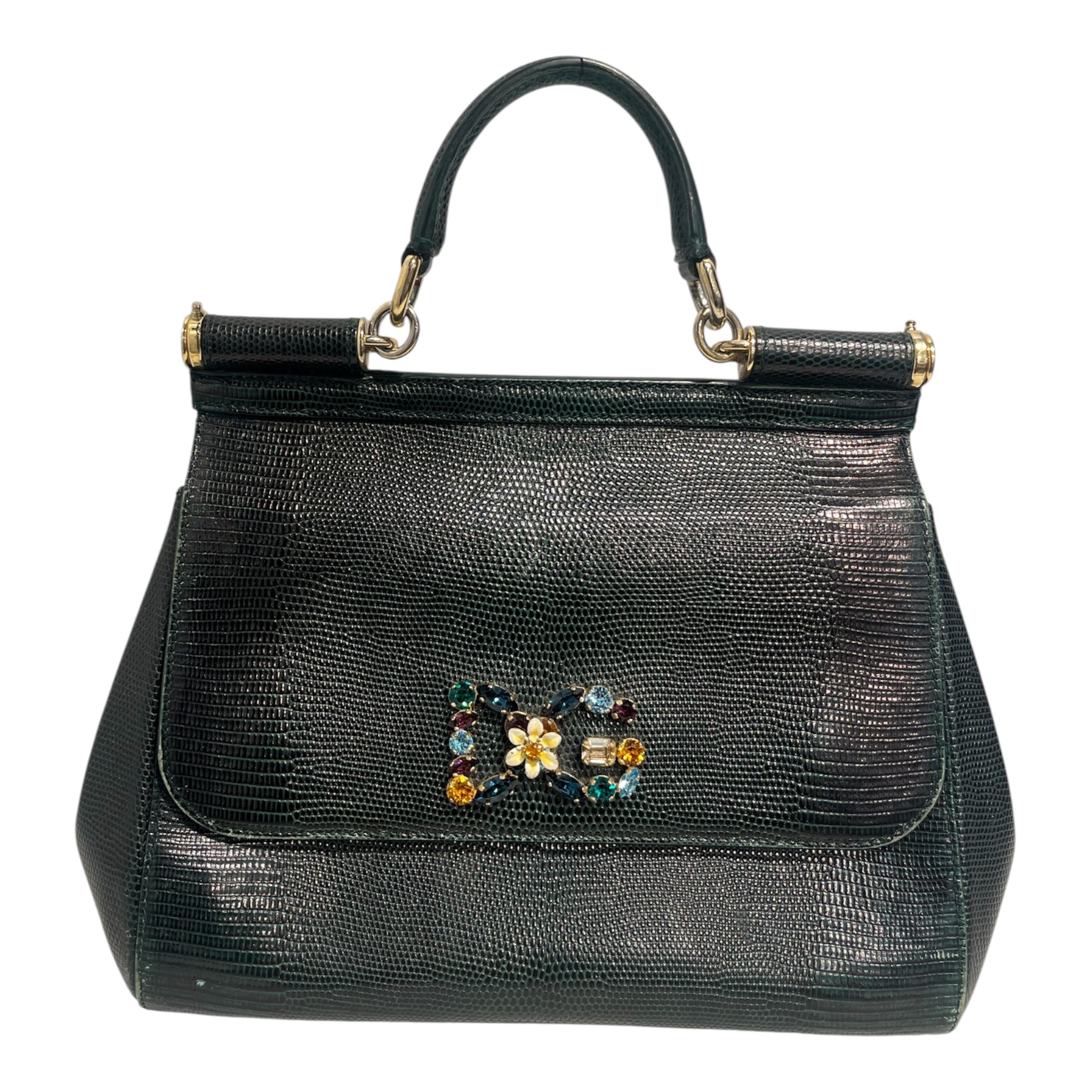 DOLCE&GABBANA/Hand Bag/Leather/GRN/MUTICOLOR CRYSTAL DG LOGO view 1