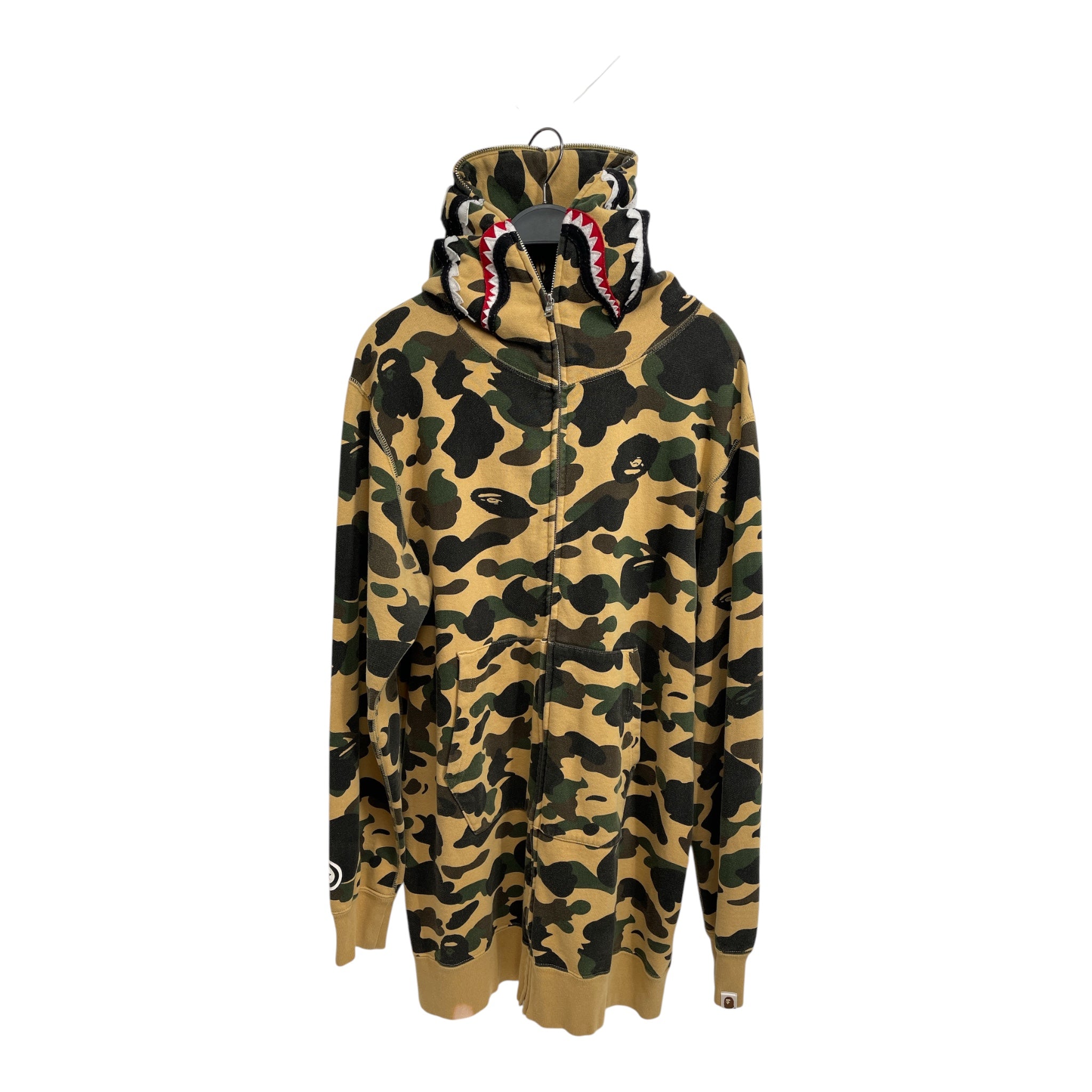 A BATHING APE/Zip Up Hoodie/L/Camouflage/Cotton/YEL/1ST CAMO SHARK HOODIE EXTENDED view 1