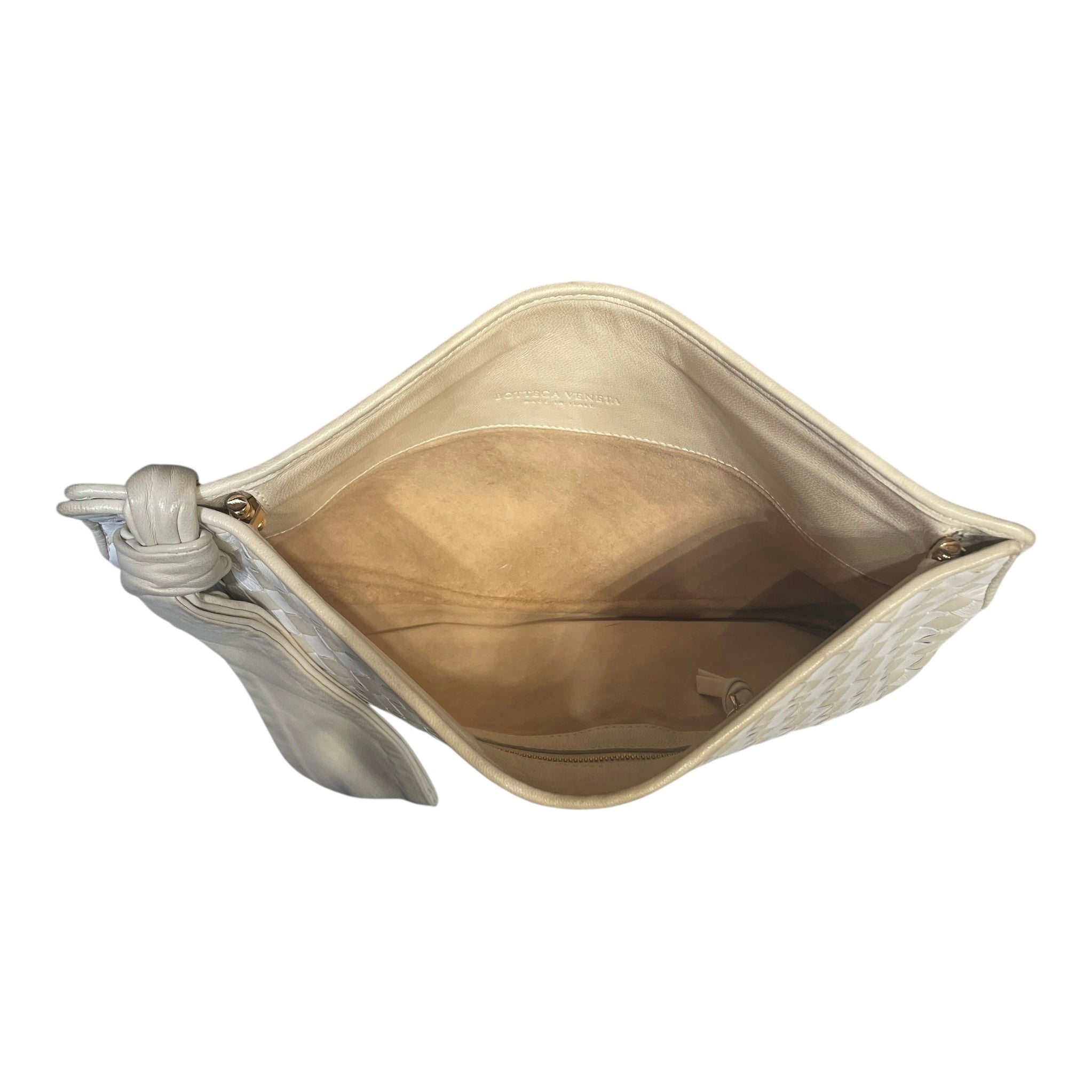 BOTTEGA VENETA/Clutch Bag/Monogram/Lambskin/CRM/intreciatto clutch with mirror view 3