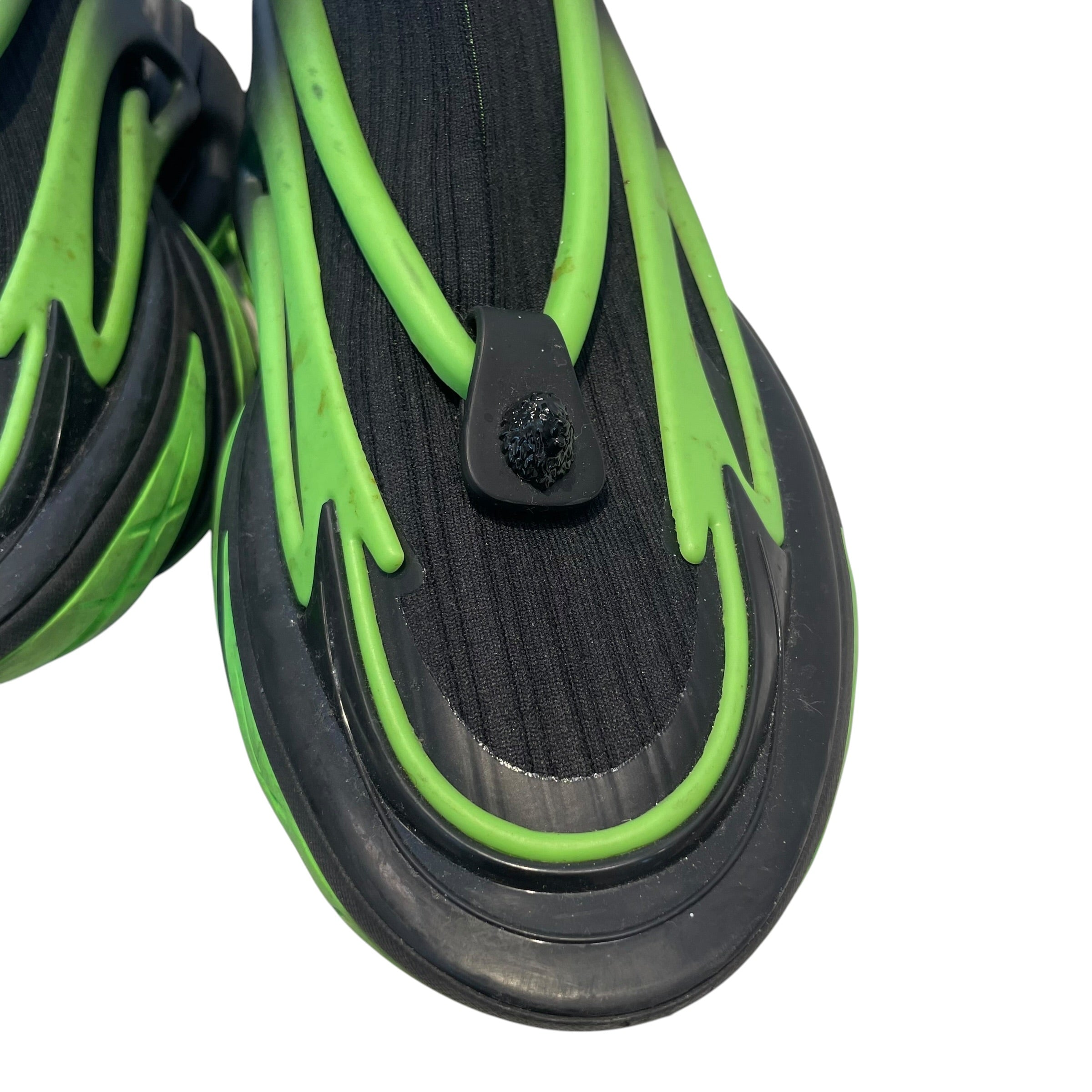 BALMAIN/Hi-Sneakers/US 10/Cotton/BLK/neon grn/high sock view 10