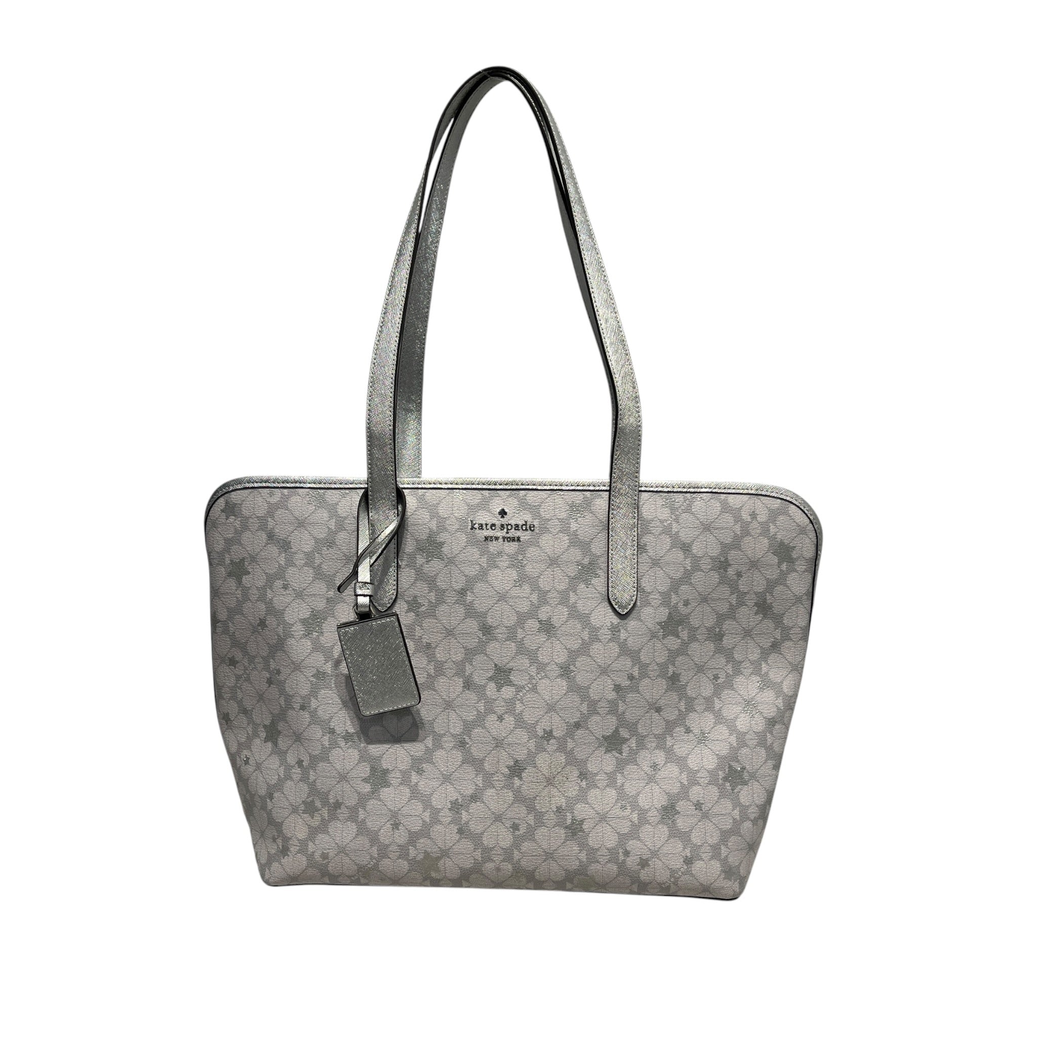 kate spade new york/Tote Bag/Floral Pattern/Leather/SLV/glitter flower star tote view 1