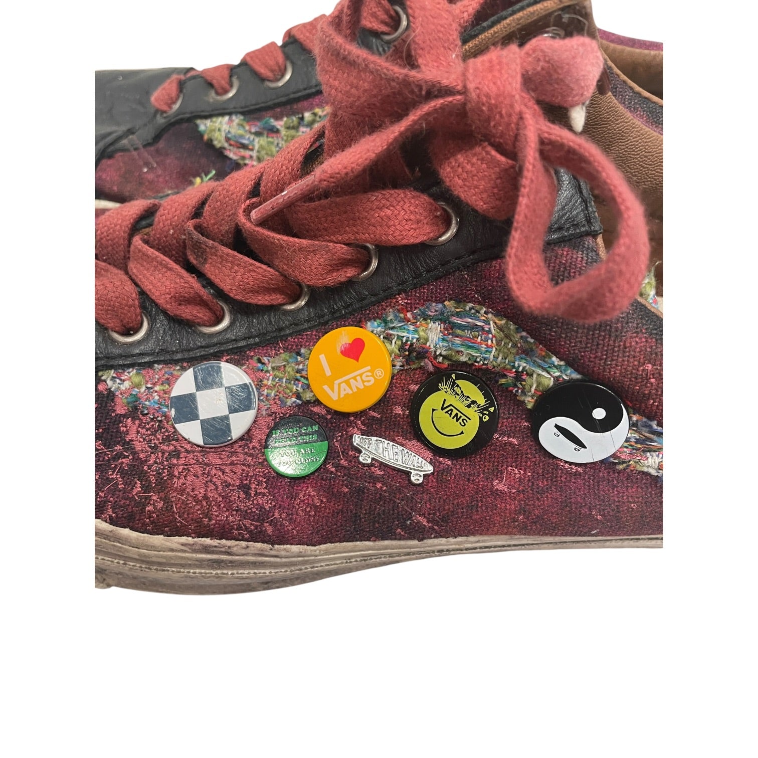 VANS/Low-Sneakers/US 13/All Over Print/Cotton/MLT/VANS RED BLK OLD SKL WITH PINS view 5
