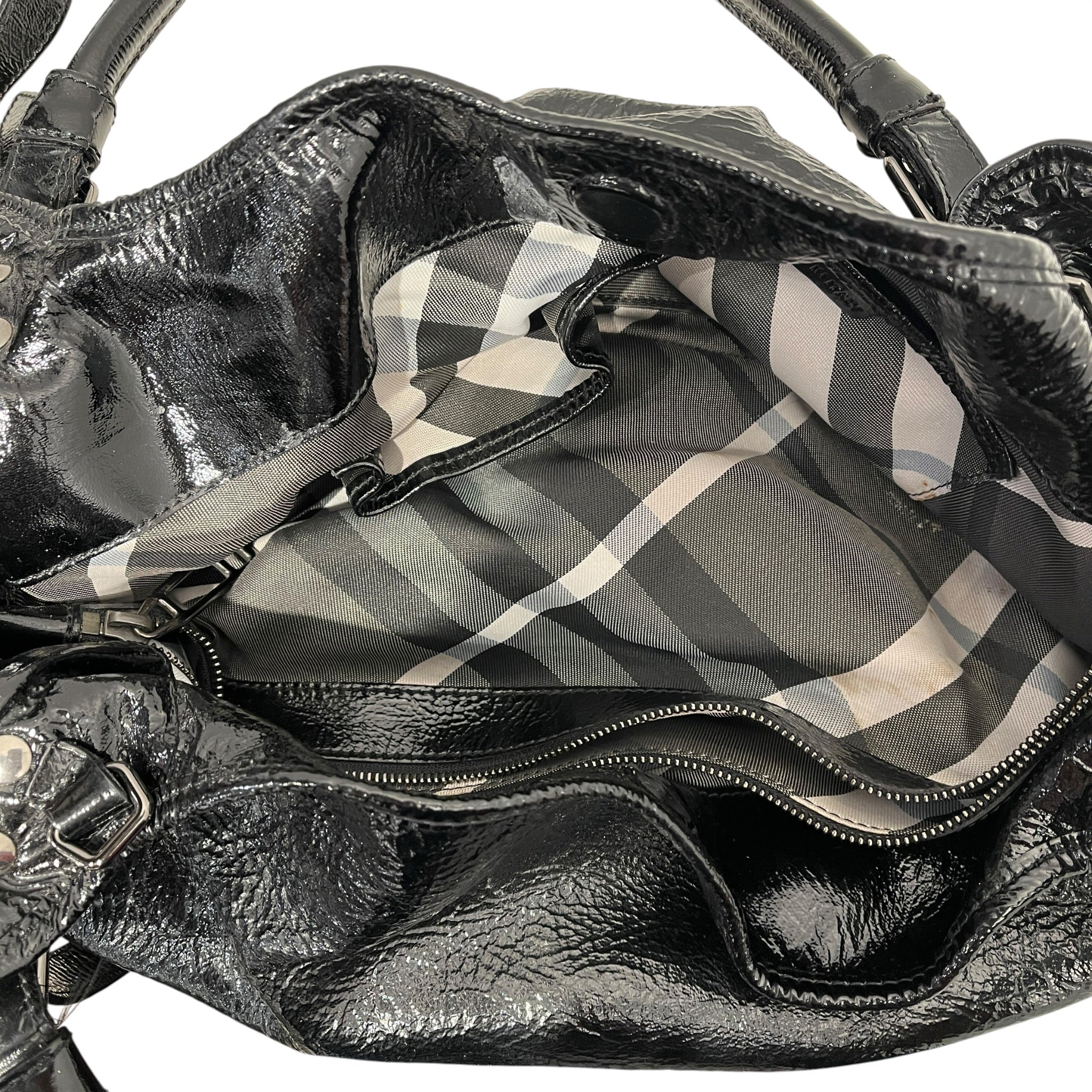 BURBERRY LONDON/Tote Bag/Leather/BLK/PATENT LEATHER TOTE view 4