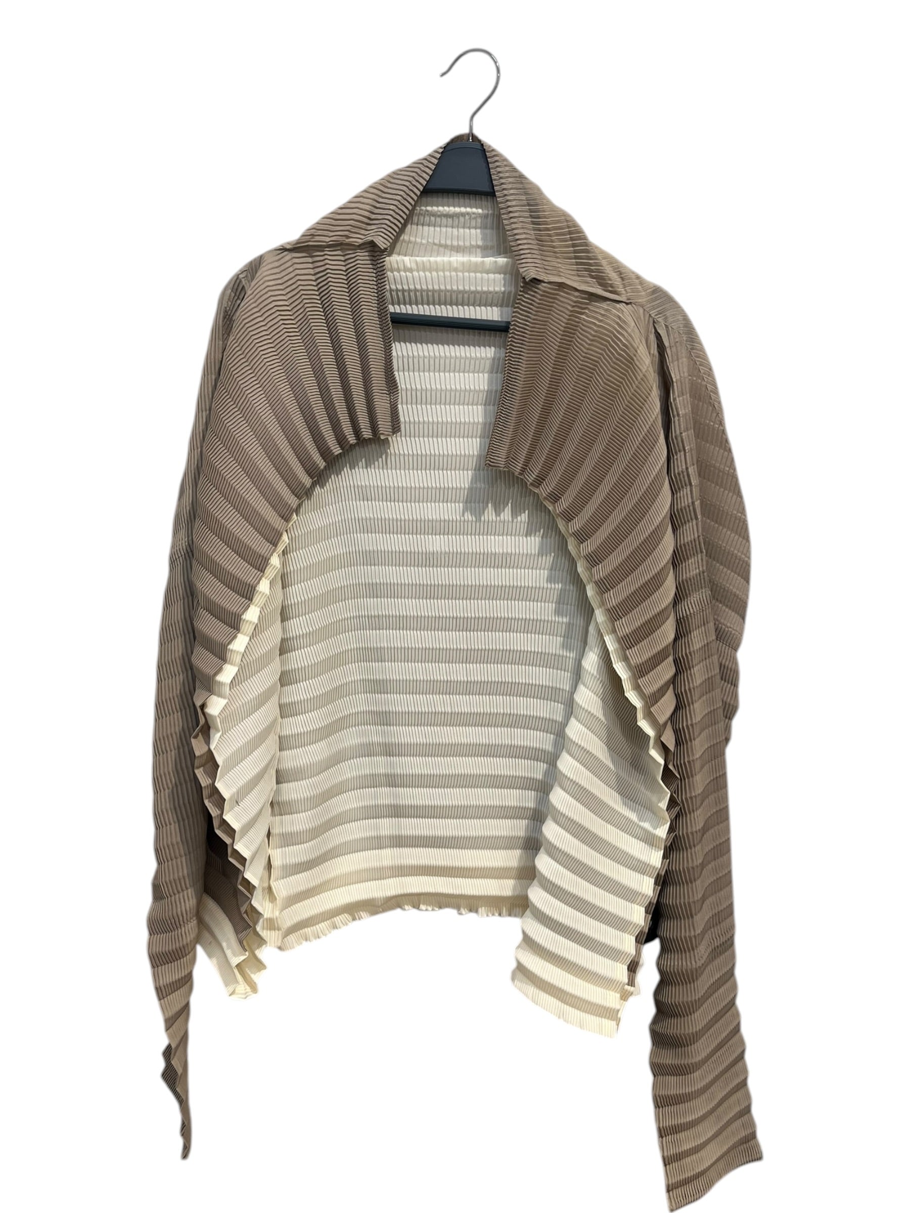 ISSEY MIYAKE FETE/Cardigan/2/Polyester/CRM/Open Flont/DOUBLE LAYER PLEATS view 1