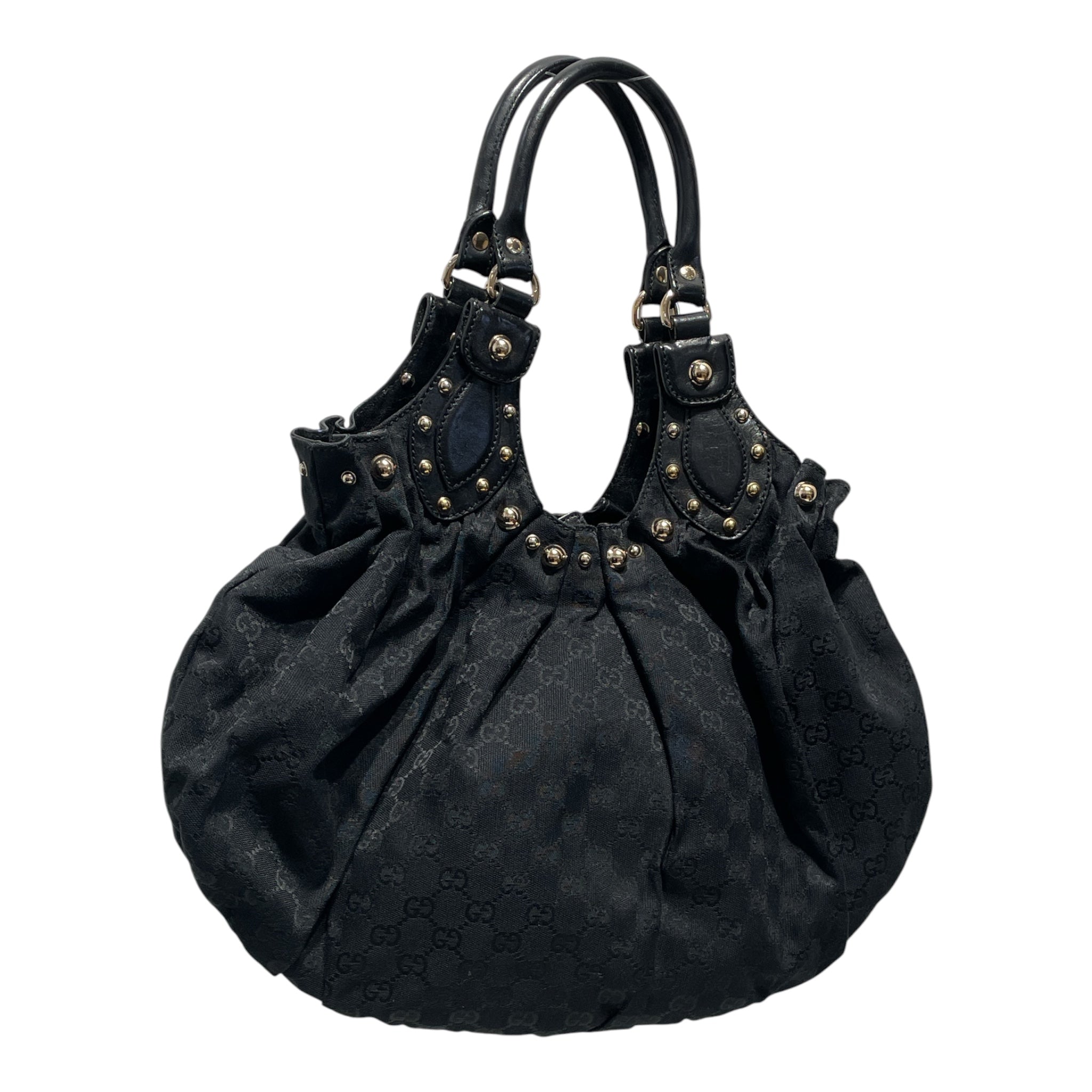 GUCCI/Hand Bag/Monogram/Cotton/BLK/Studded Hobo Bag view 1