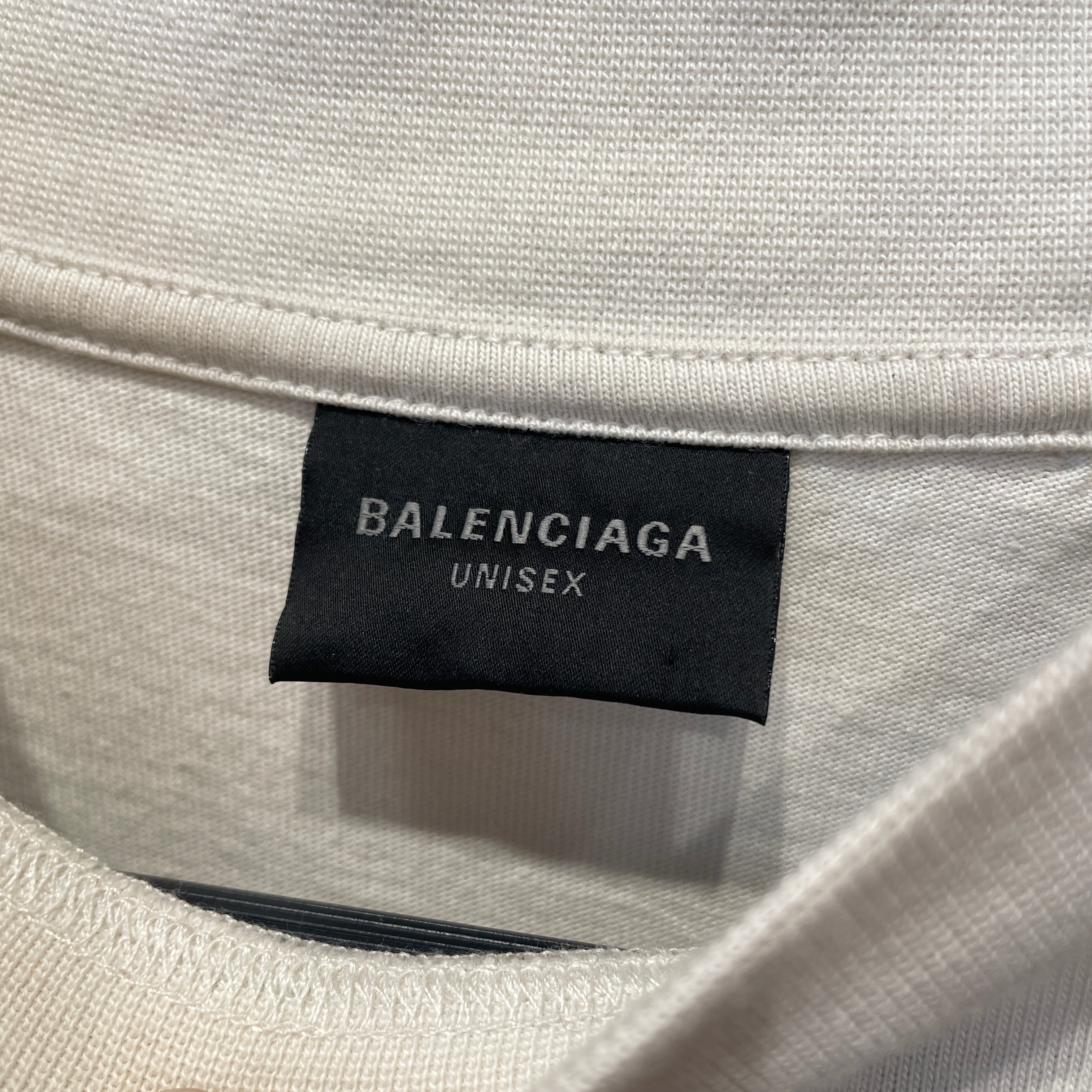 BALENCIAGA/T-Shirt/2/Cotton/WHT/BE DIFFERENT. T-SHIRT view 4