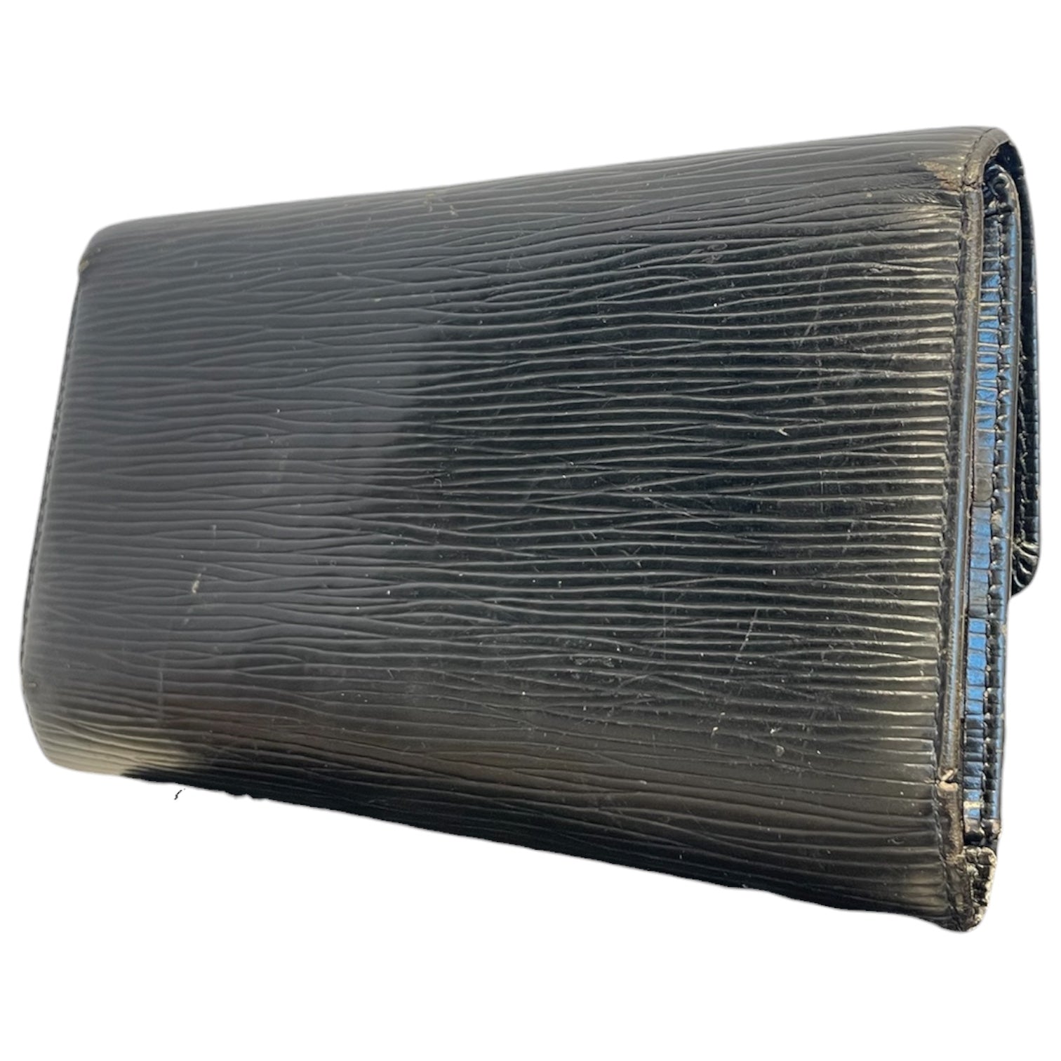 LOUIS VUITTON/Long Wallet/Stripe/Leather/BLK/TEXTURED LEATHER ALL BLACK view 2