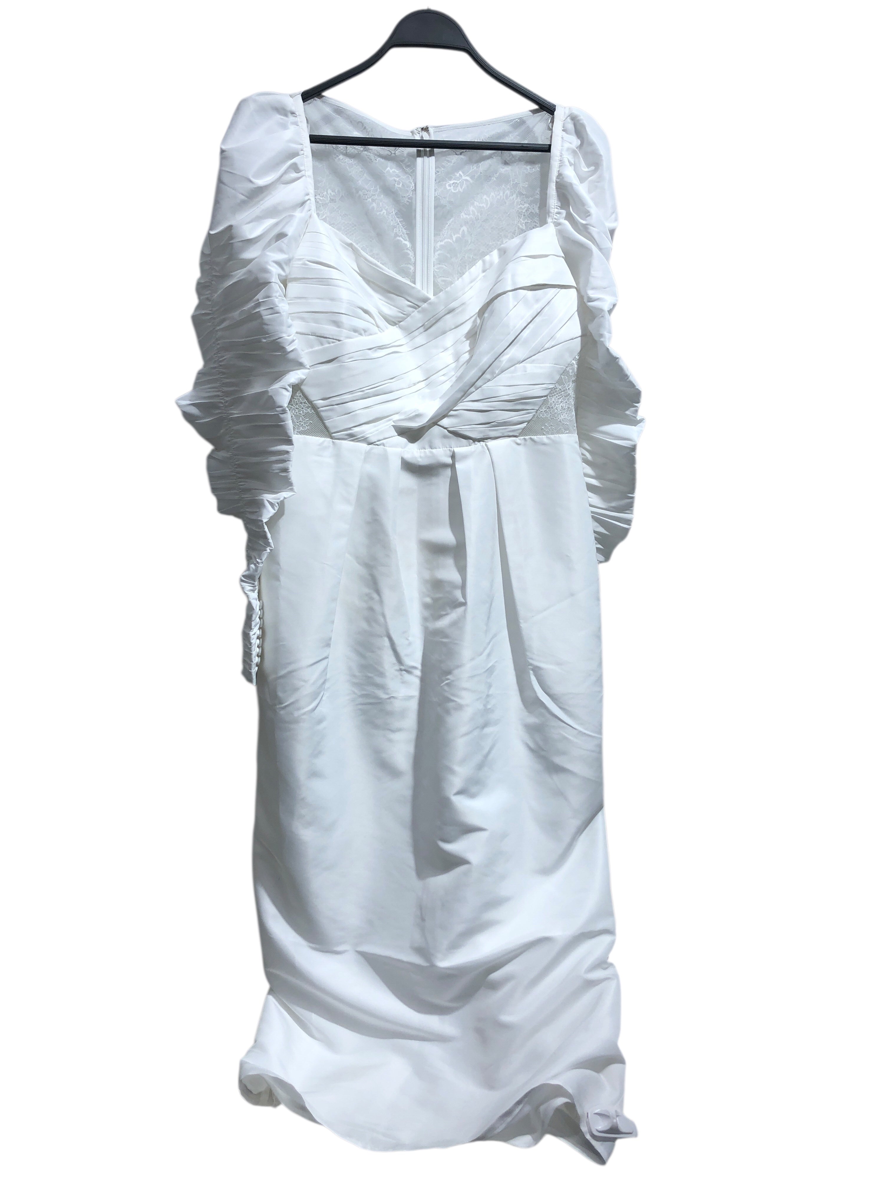 self-portrait/Dress/10/Polyester/WHT/WHITE TAFFETA MIDI DRESS view 1
