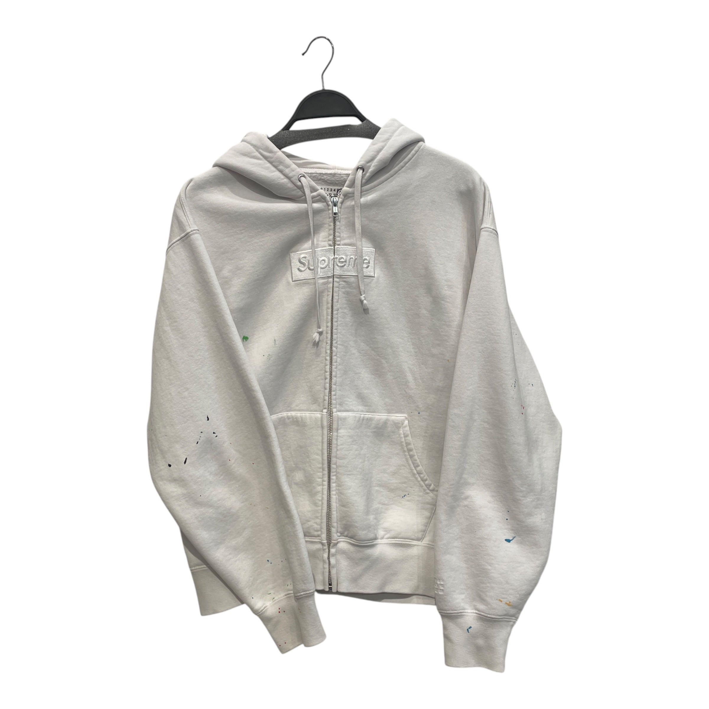 MM6/SUPREME/Zip Up Hoodie/M/Cotton/WHT/PAINT SPLATTER view 1