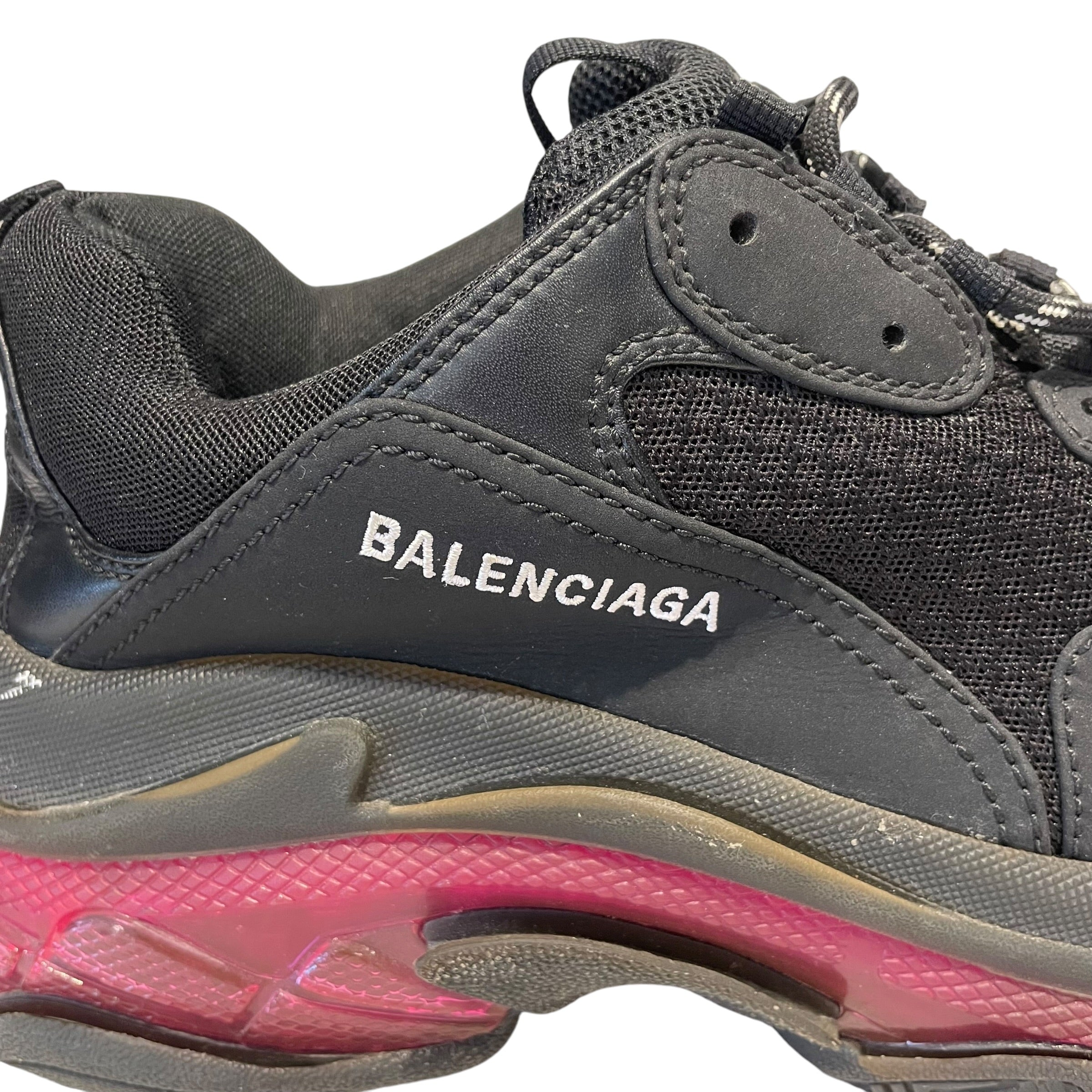 BALENCIAGA/Low-Sneakers/US 10/BLK/TRIPLE S SNEAKERS PINK SOLE view 4