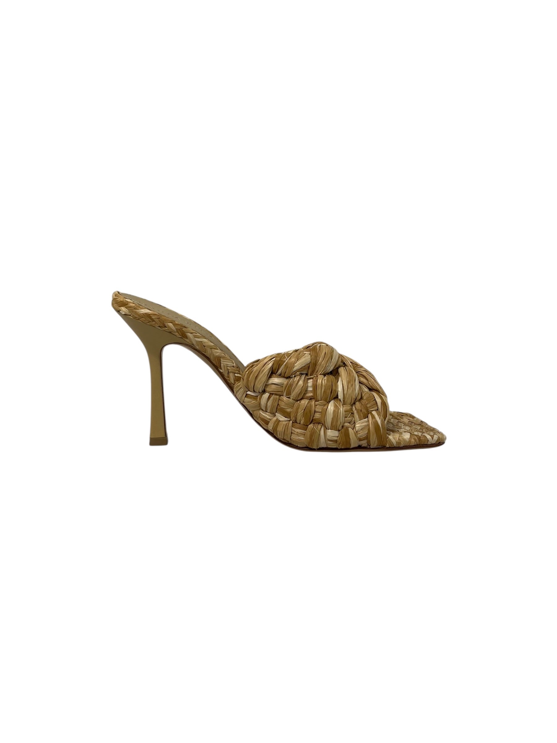 BOTTEGA VENETA/Heels/EU 37/BEG/Open-Toe/hay twine front square view 4
