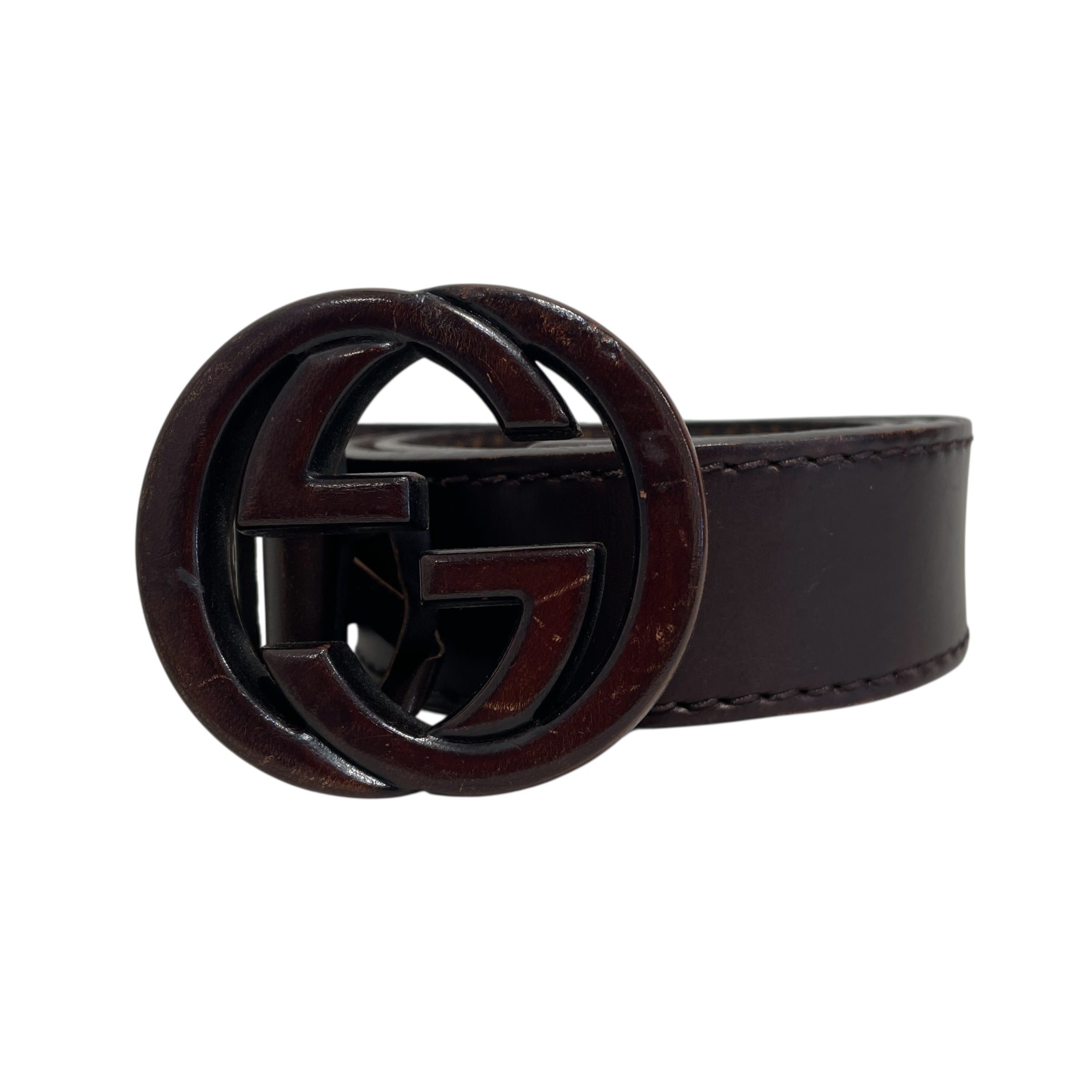 GUCCI/Belt/Leather/BRW/Interlocking G Wood Belt view 1