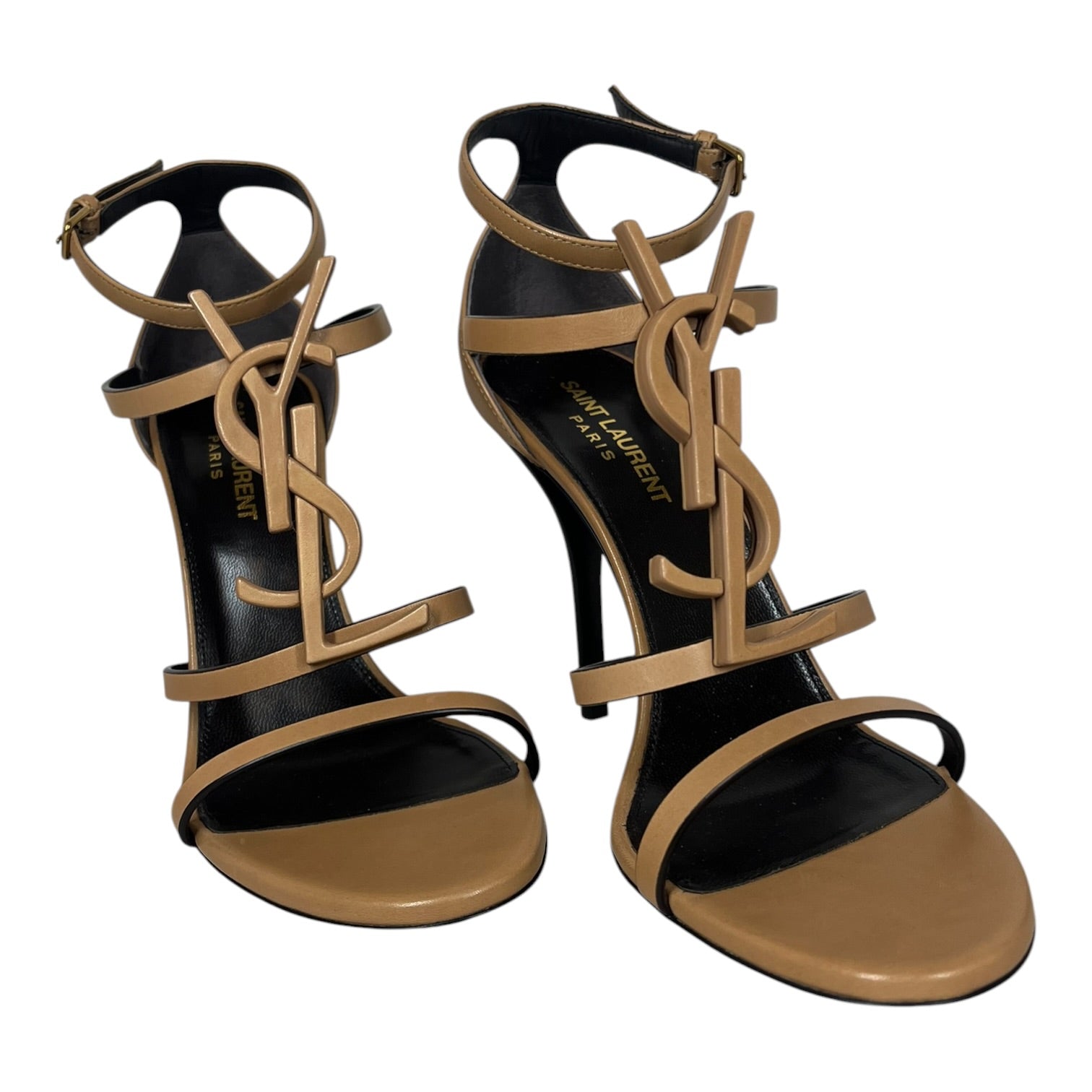 SAINT LAURENT/Heels/EU 38/Leather/BEG/CASSANDRA STRAP HEEL view 1