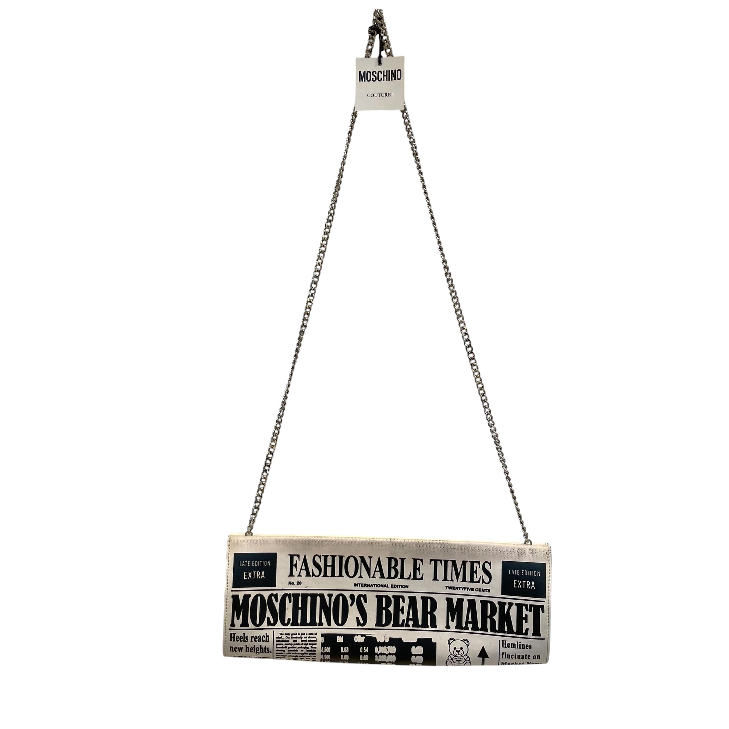 MOSCHINO/Cross Body Bag/All Over Print/WHT/newspaper clutch/blk view 4
