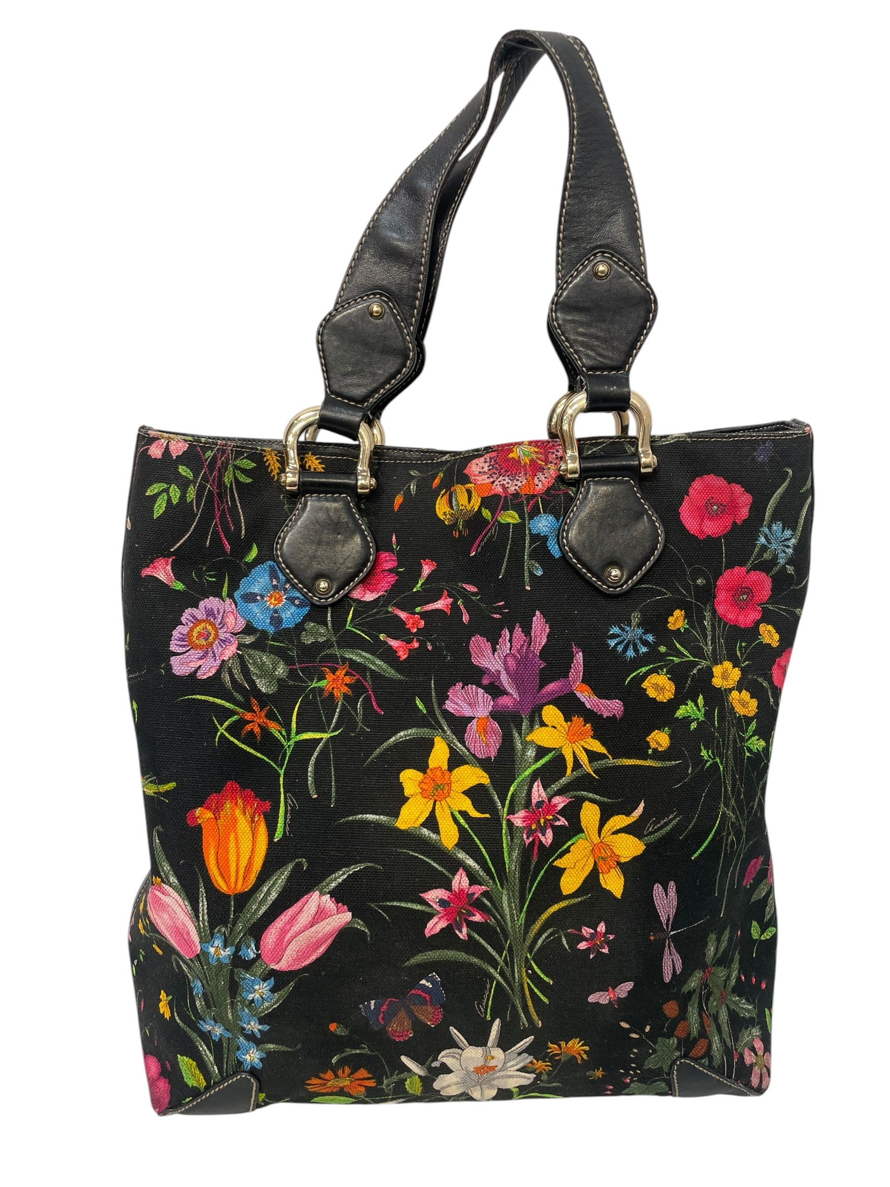 GUCCI/Tote Bag/Floral Pattern/BLK/Gucci Floral Canvas Tote view 2