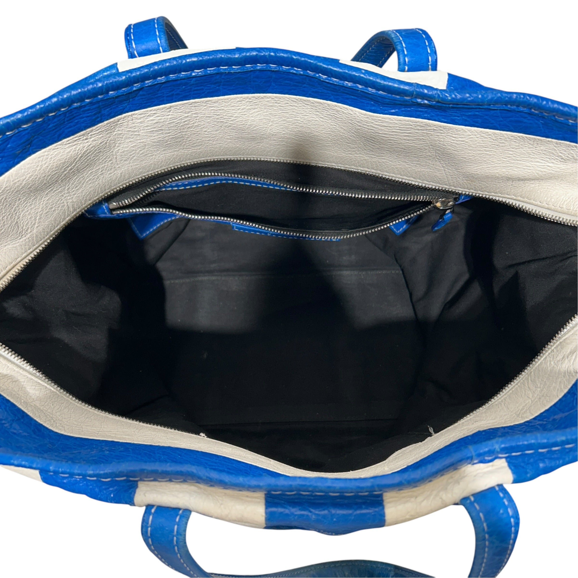 BALENCIAGA/Tote Bag/Stripe/Leather/BLU/bazaar tote view 4