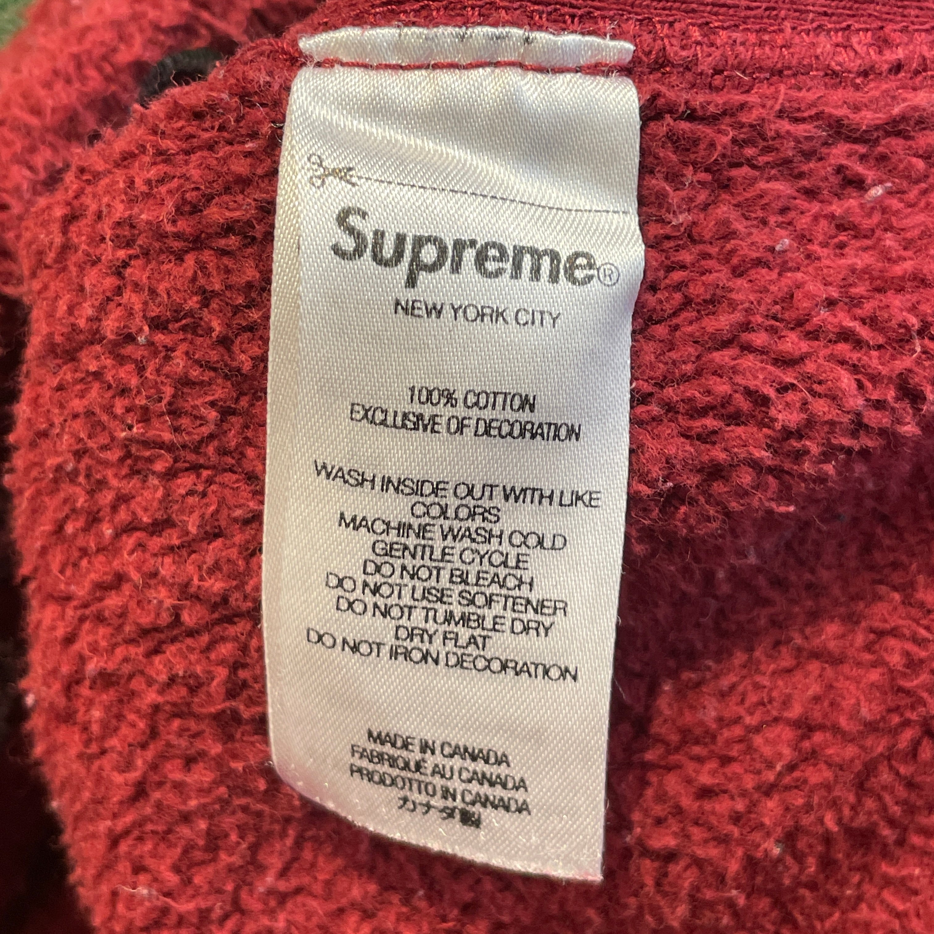 Supreme/Sweatshirt/M/Graphic/Cotton/RED/green tuffed logo view 4
